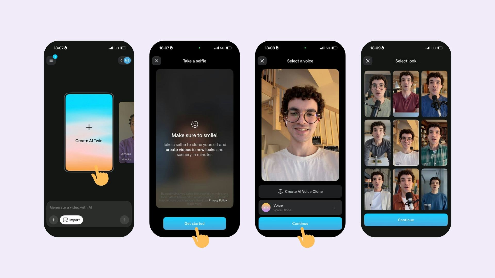 Captions AI Twin mostrando un avatar de video AI personalizable
