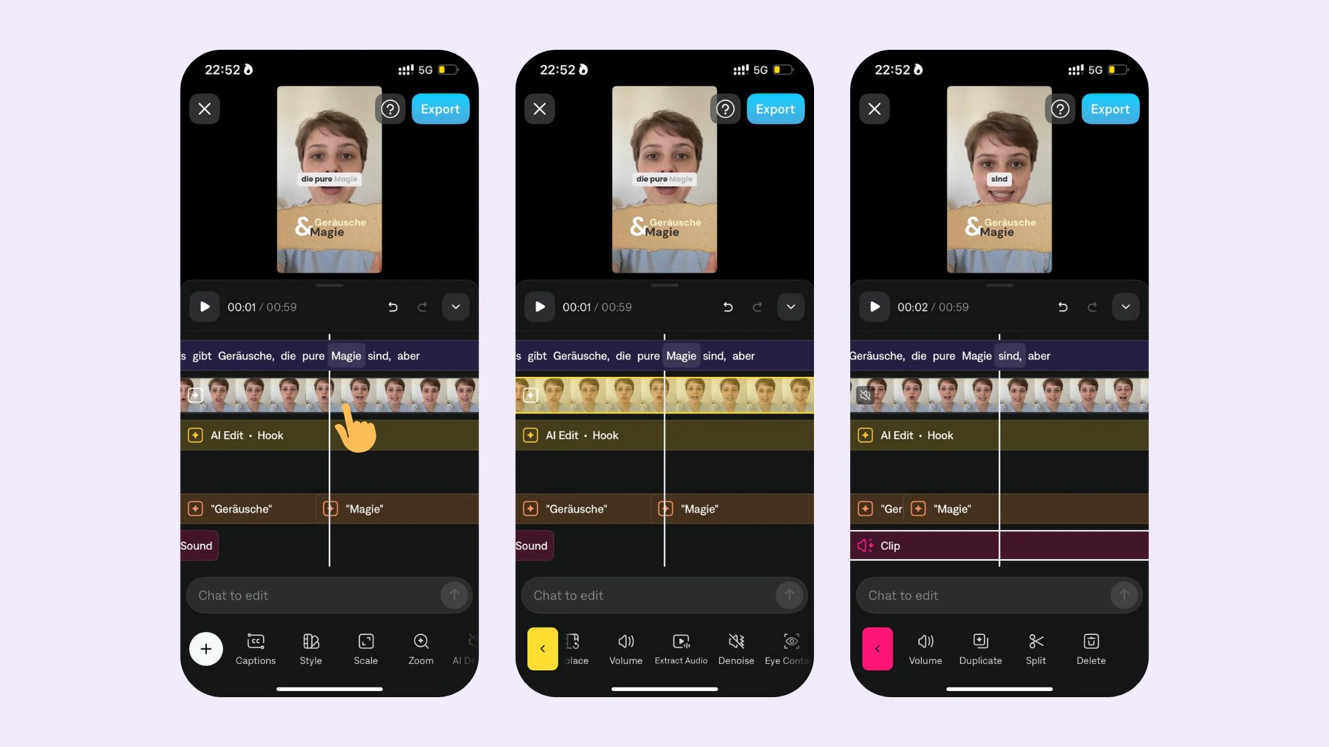 Opción Extract Audio de la aplicación Captions para separar audio de una pista de superposición de vídeo