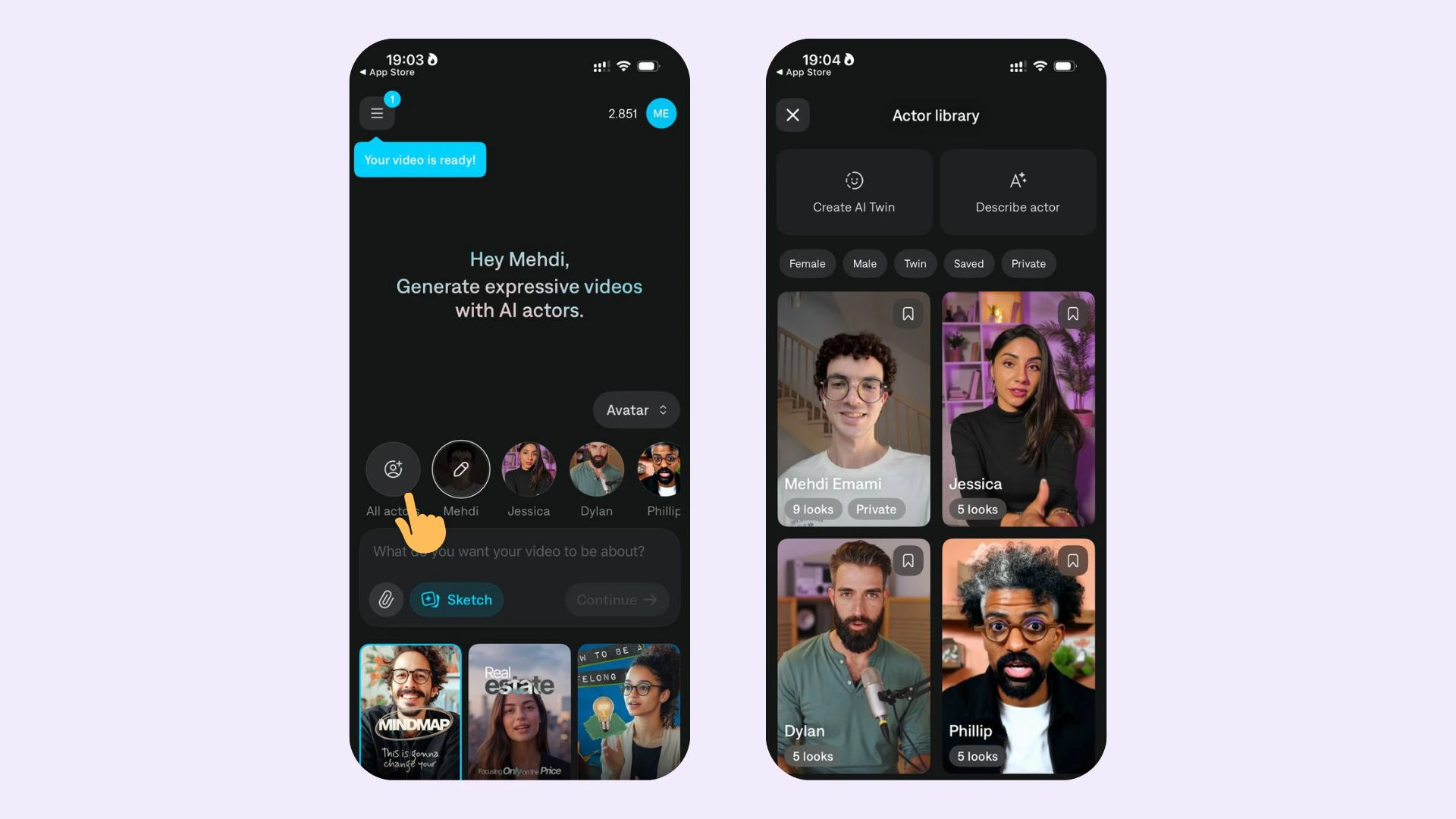 All actors button opening the full Actor library on iOS