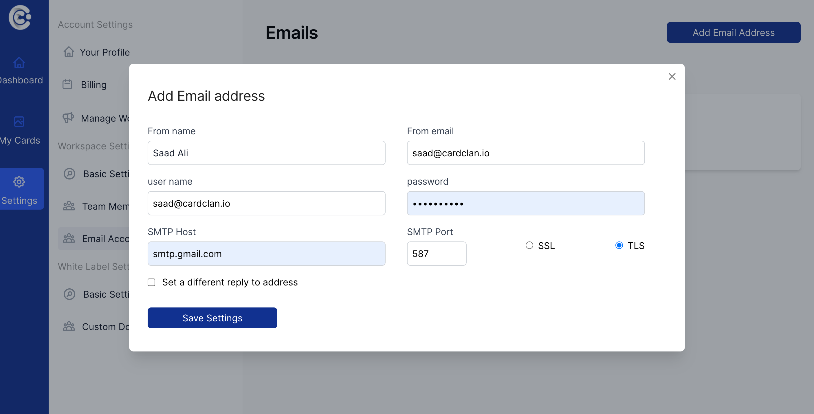 Email Account Form