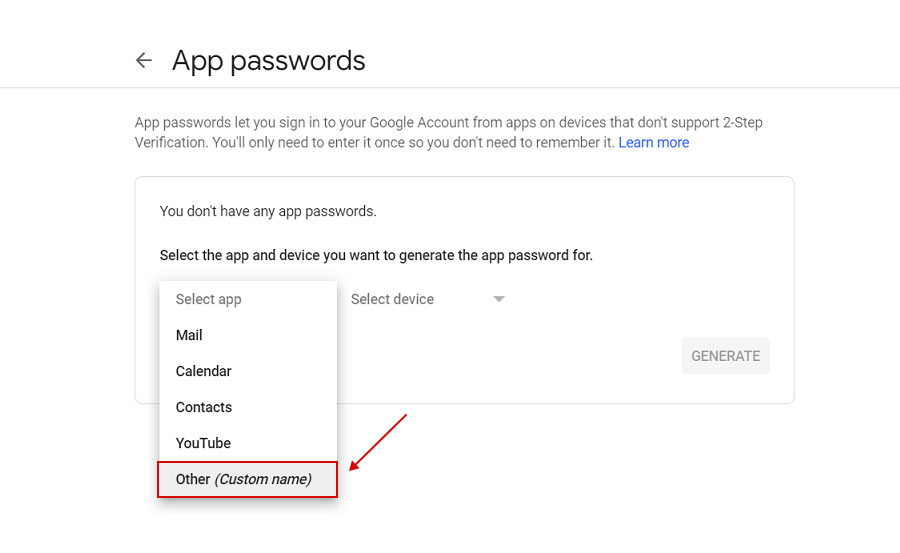 Generate App Password