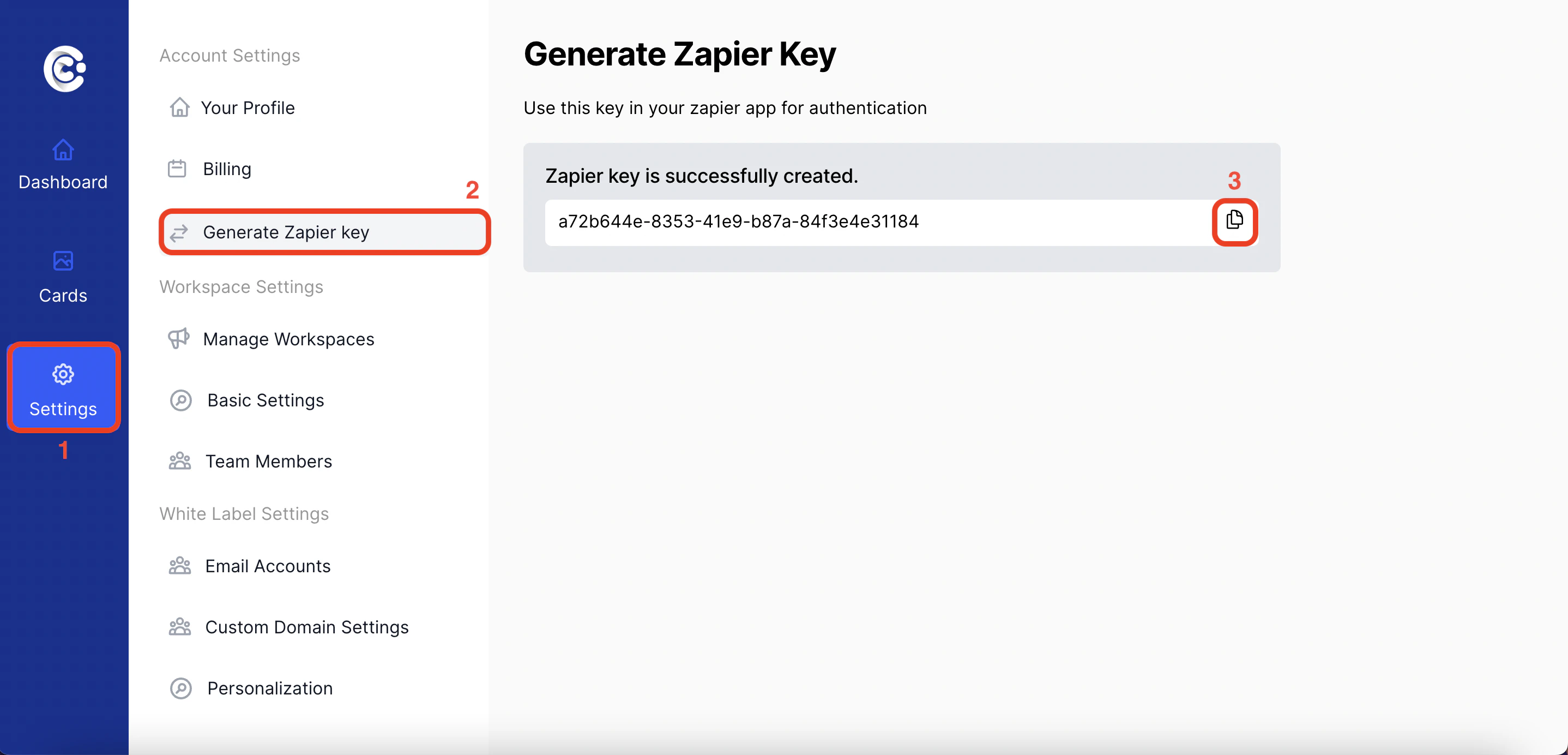 Generate Zapier Key