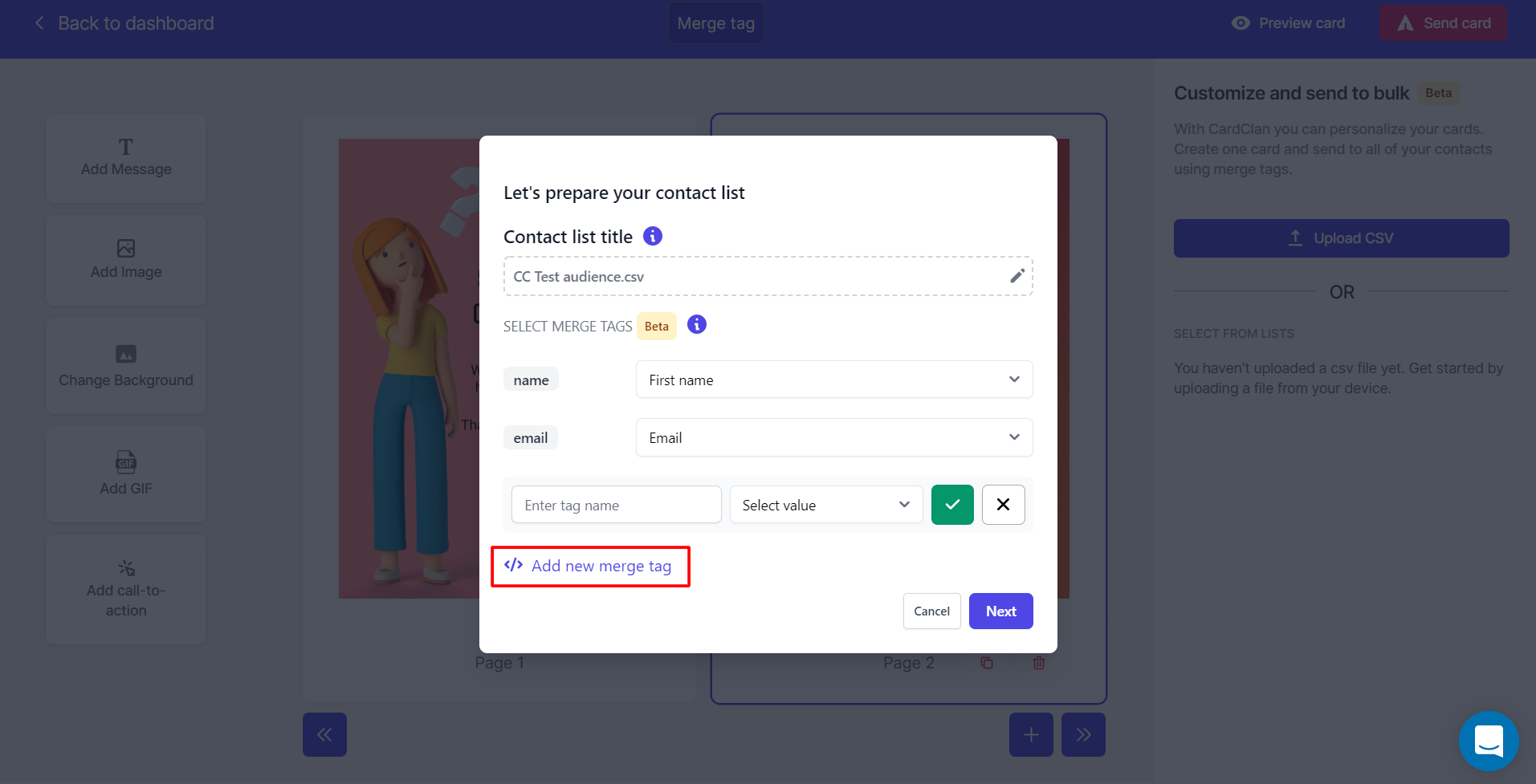 Add Custom Merge Tag
