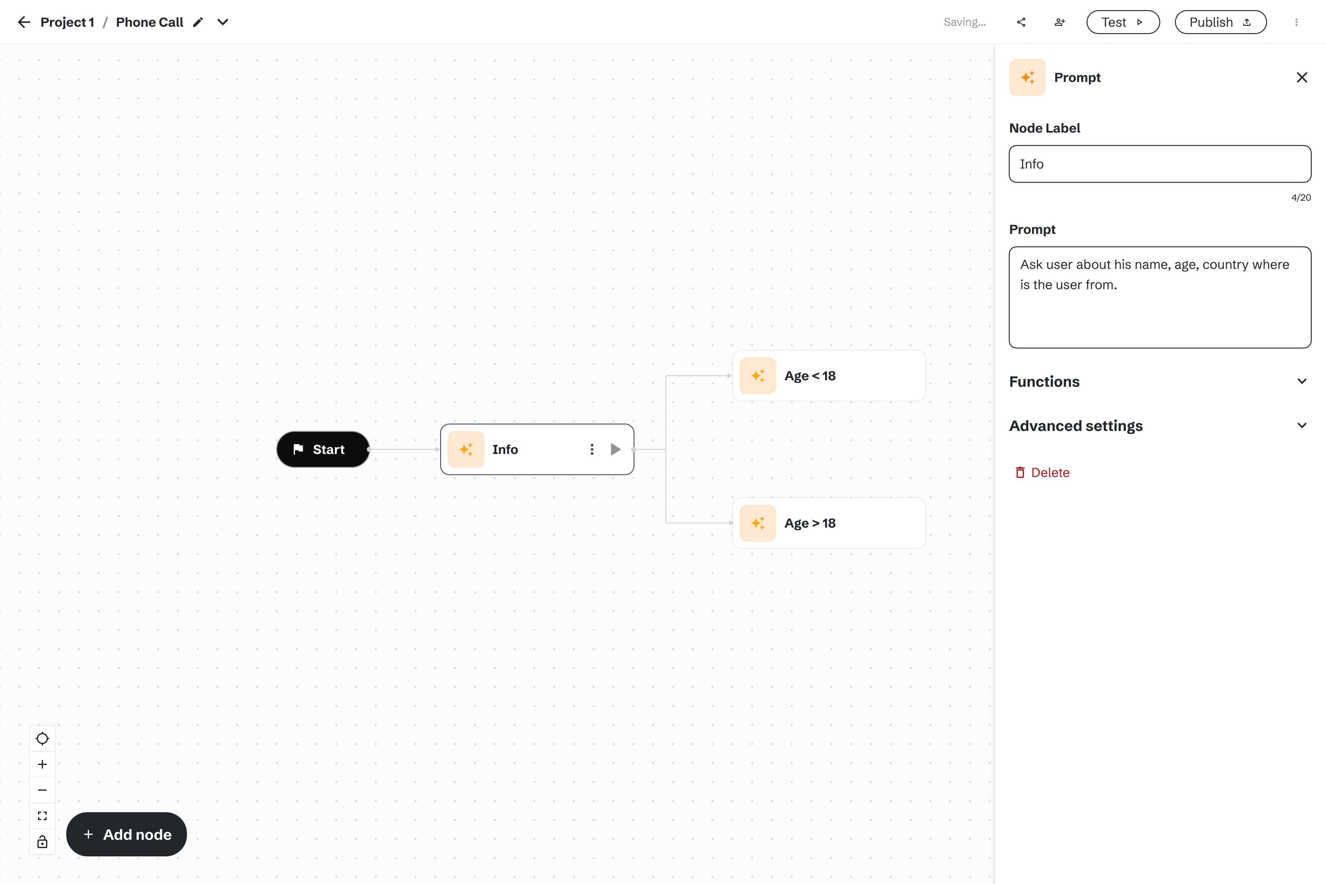 Node Label and Prompt Configuration