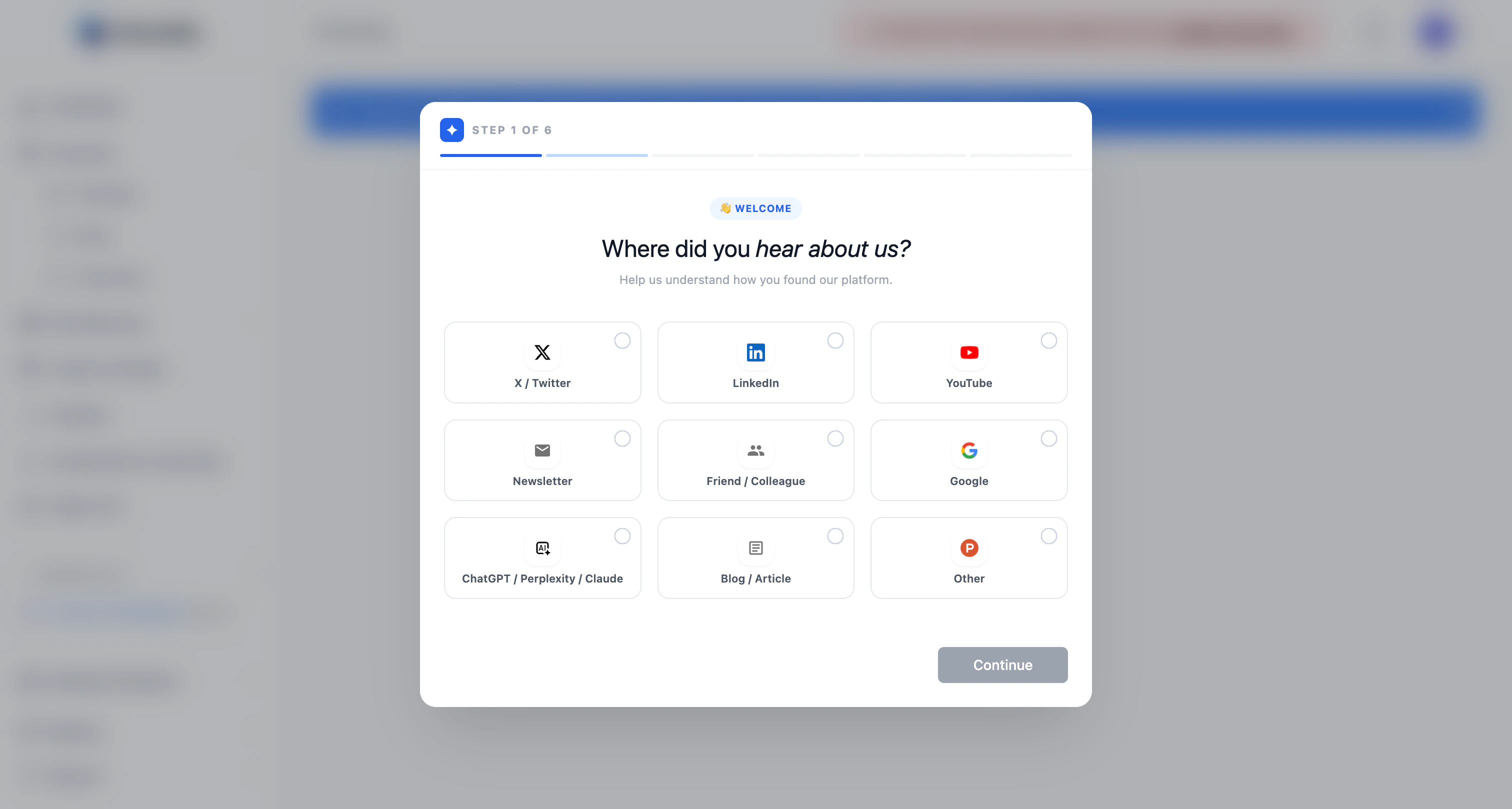 Carousify onboarding step 1 — Where did you hear about us