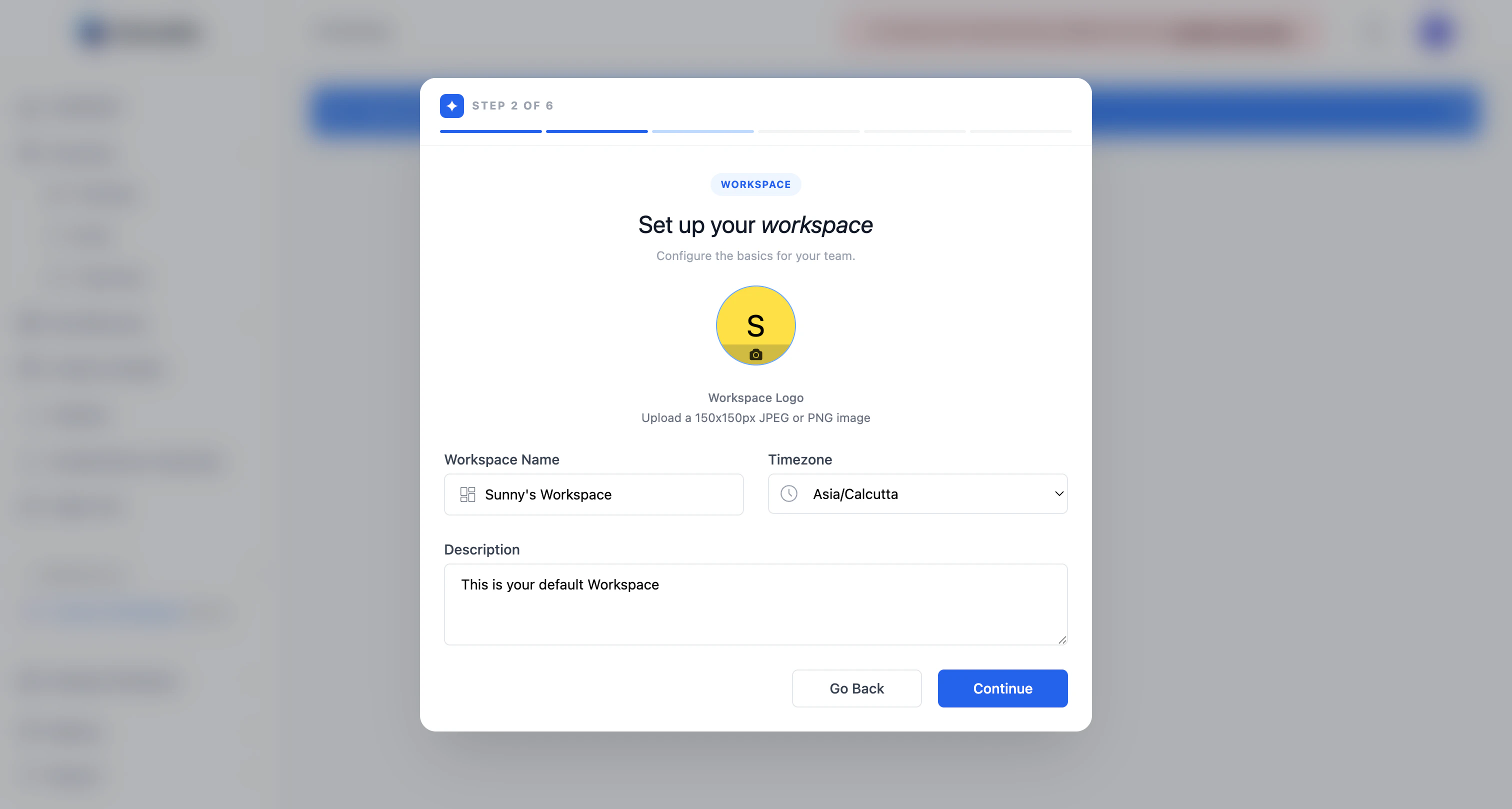 Carousify onboarding step 2 — Set up your workspace