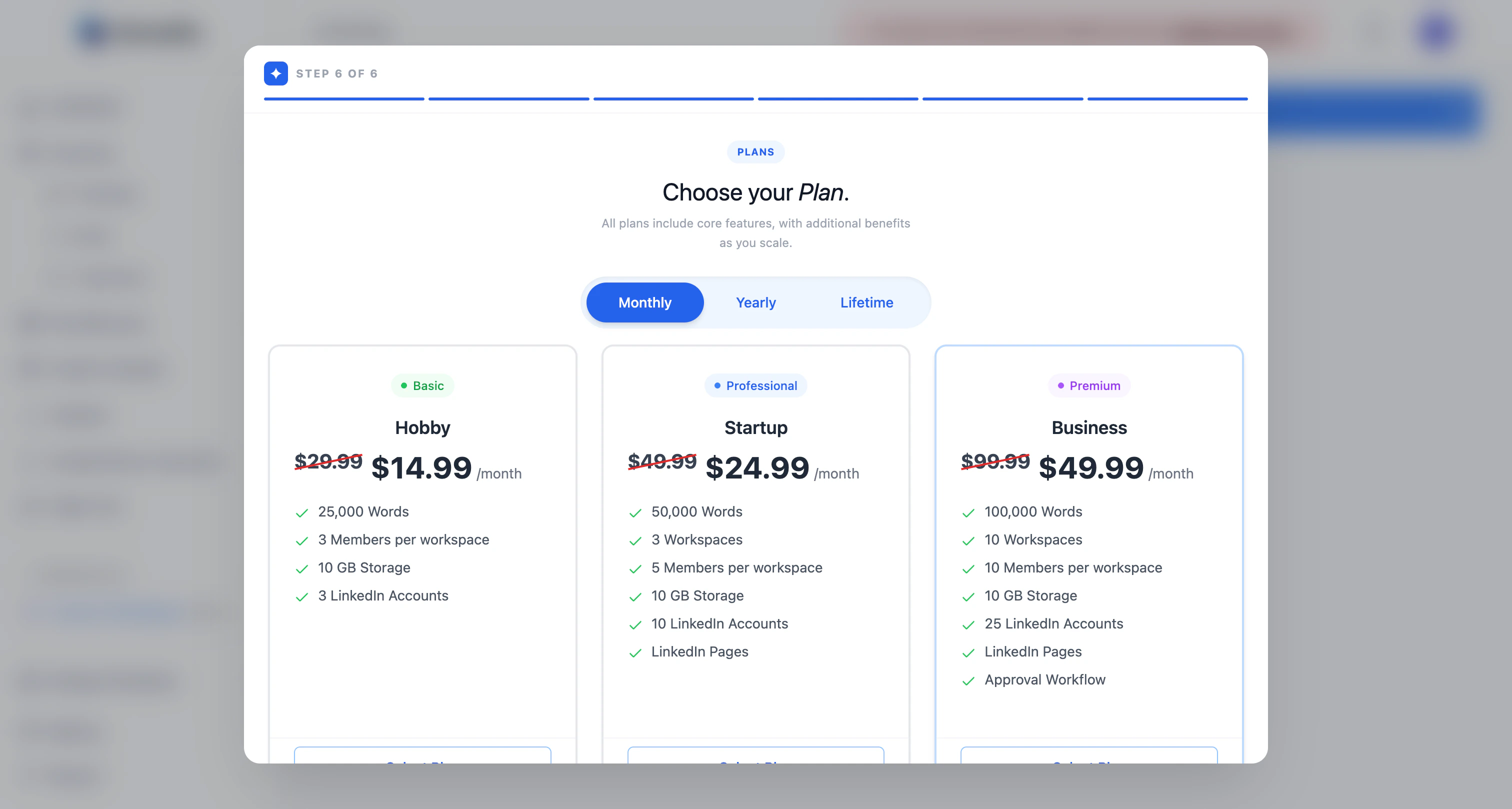 Carousify onboarding step 6 — Choose your plan