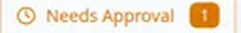 Close-up of the Needs Approval button with orange highlight and a number badge showing how many booking requests are waiting