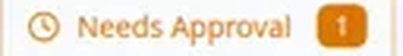 Close-up of the Needs Approval button with orange highlight and a number badge showing how many booking requests are waiting