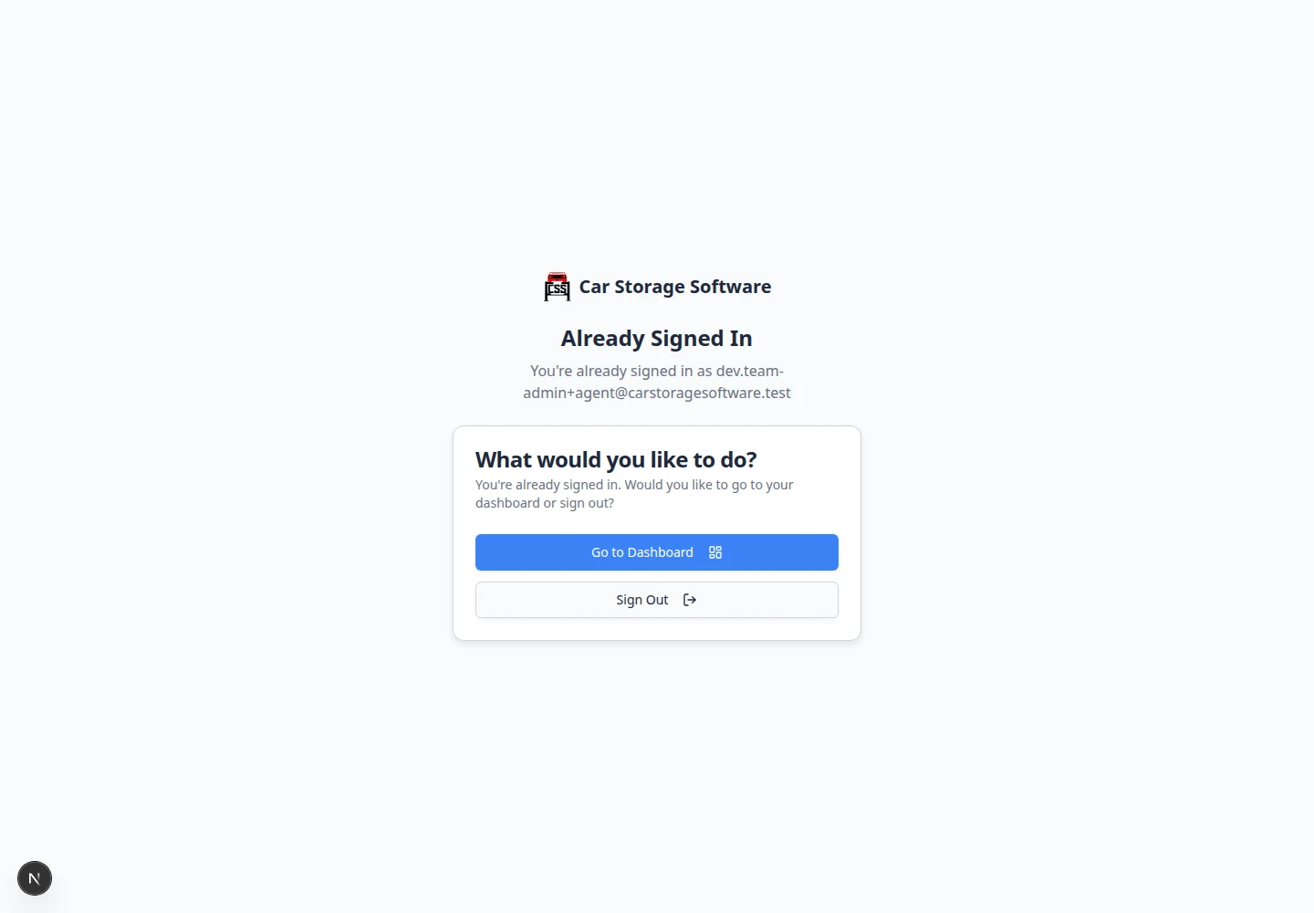 Staff sign-in page showing email field and Continue button for magic link sign-in