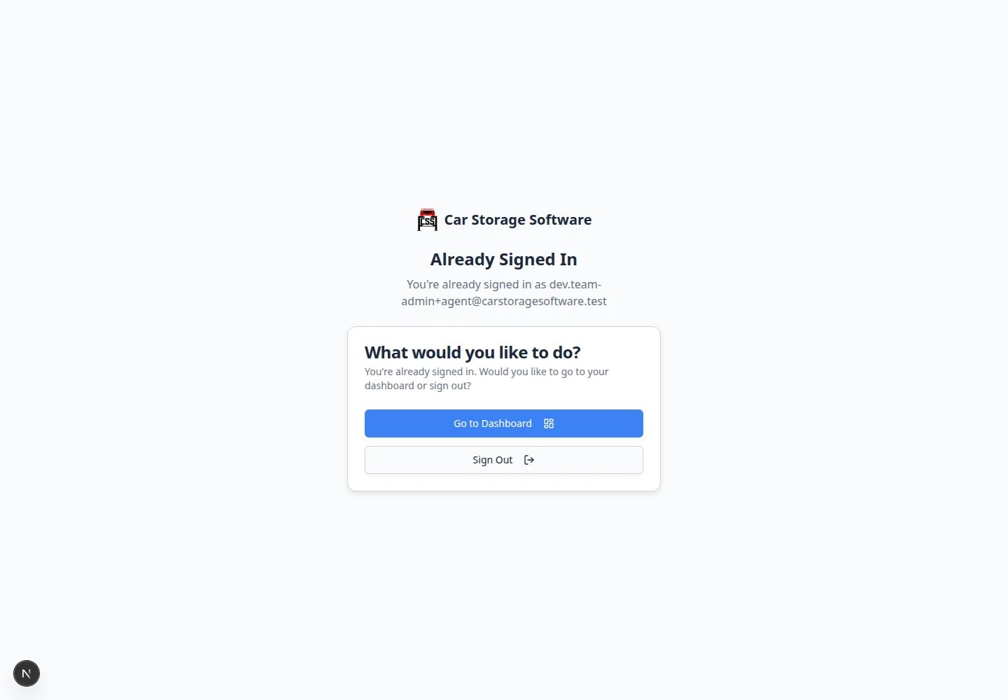 Staff sign-in page showing email field and Continue button for magic link sign-in