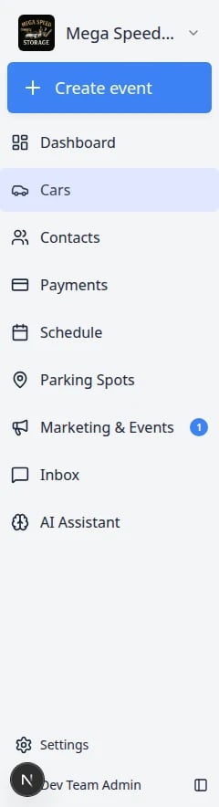 Bottom of dashboard sidebar showing staff account name and profile menu area