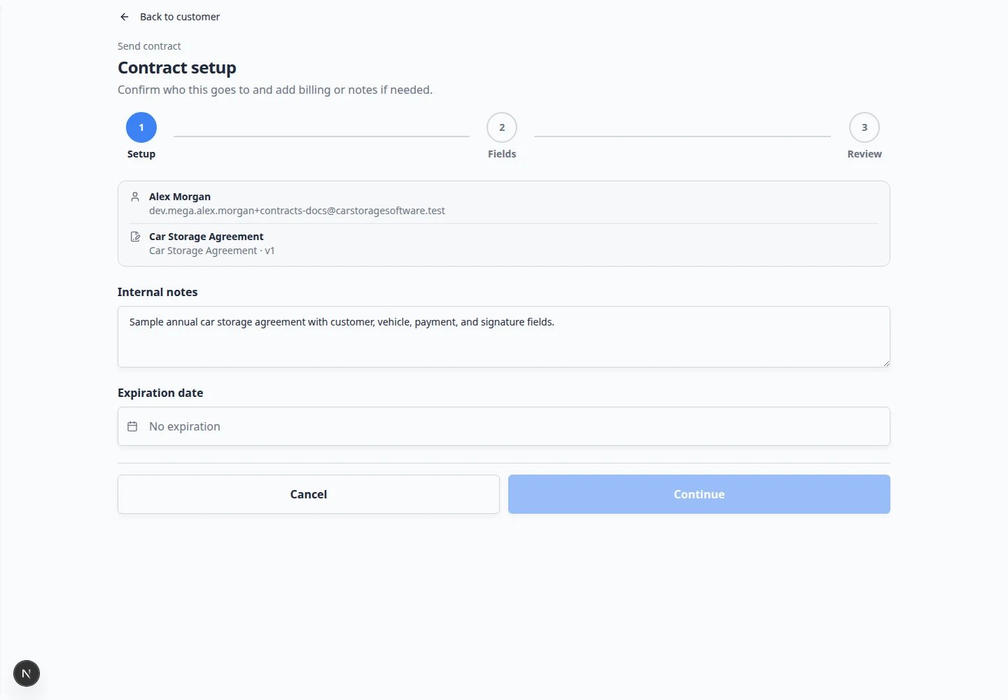 Onboarding contract step showing multiple vehicles included in one signing experience