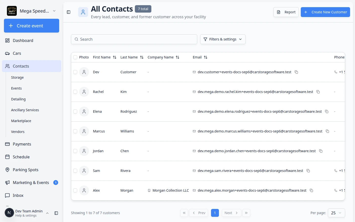 Customer contact record showing Activity Feed with outbound email and notification entries