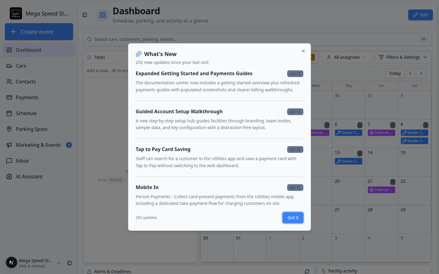 Dashboard page after saving a layout showing populated widgets and no edit controls visible