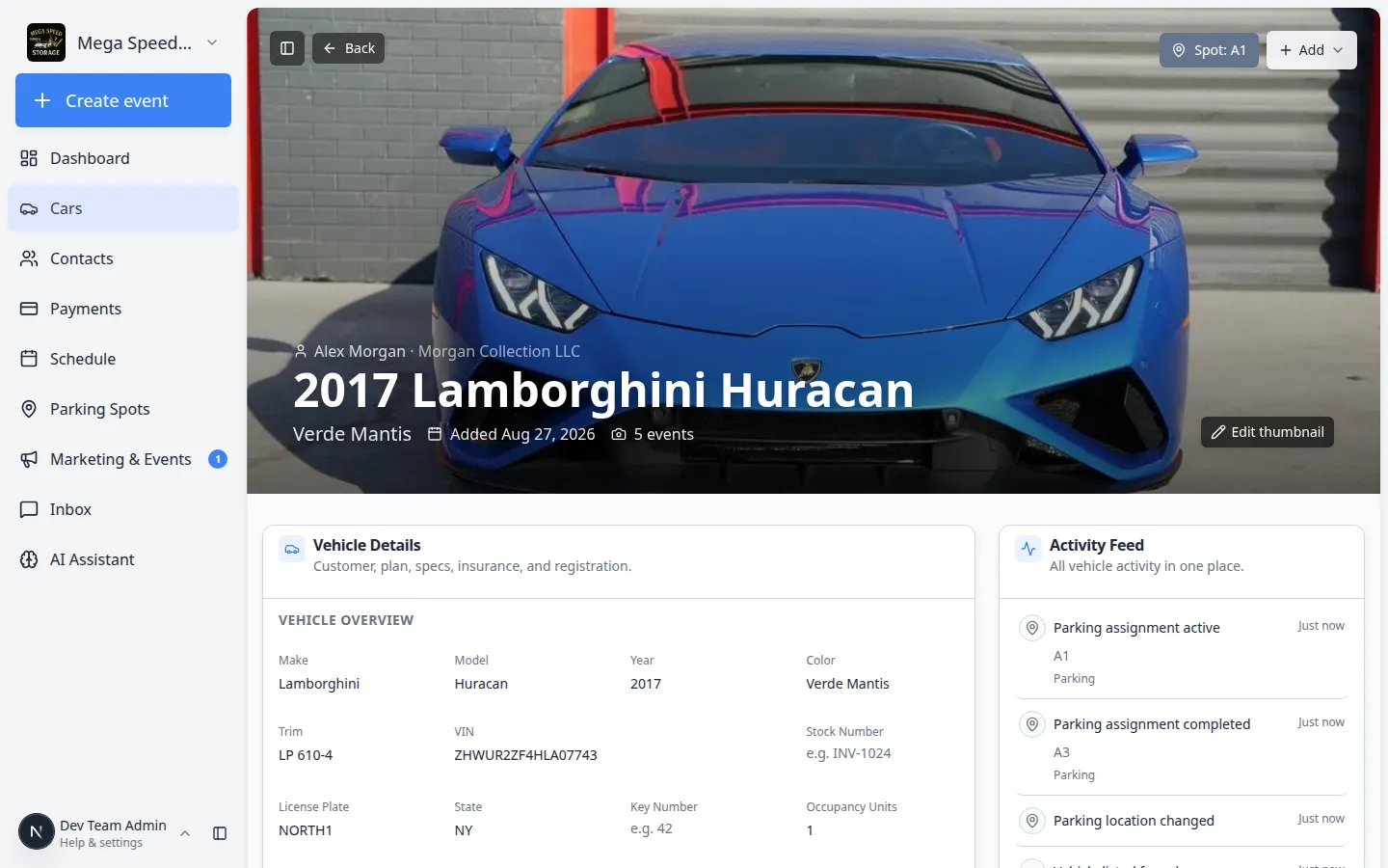Car photo gallery showing multiple vehicle images from intake and service sessions