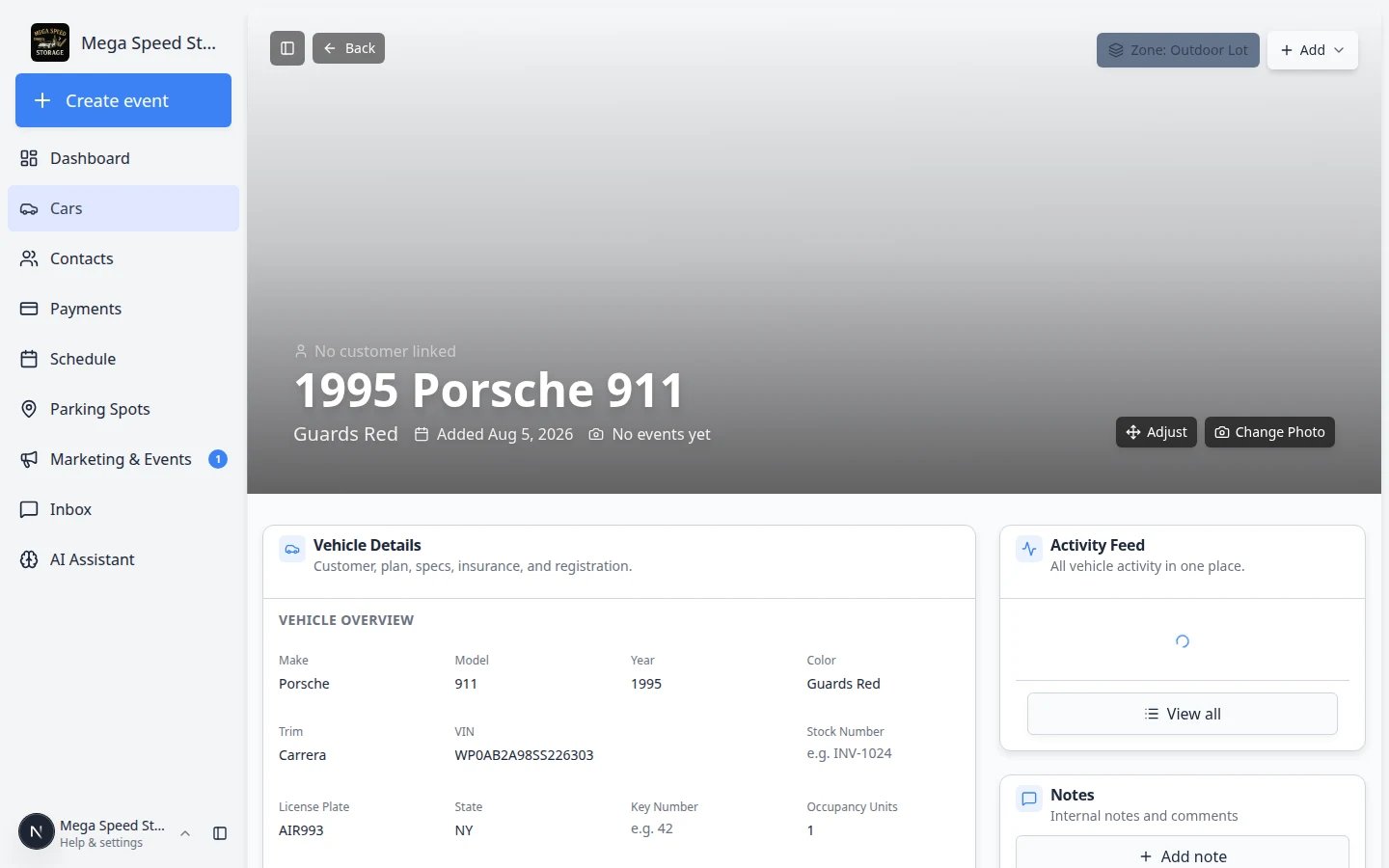 Cars table with Inline edit turned on so fields can be updated directly in the list