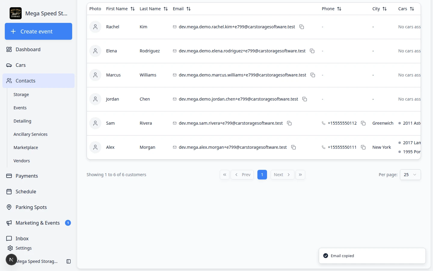 Assign Car to Customer dialog with a car search field and Assign Car button