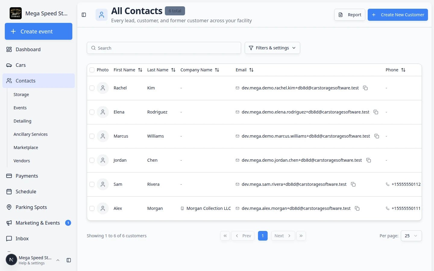 Filters and Settings panel with Status set to Deleted on the All Contacts page