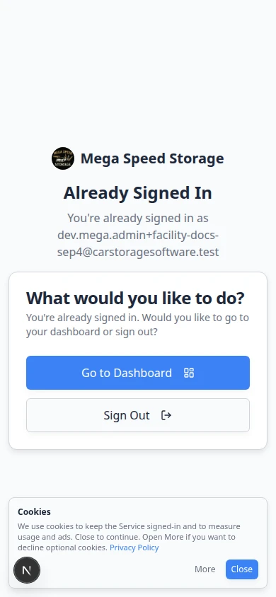 Customer sign-in page on a phone-sized screen