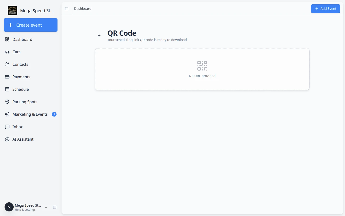 QR code generator page showing a scannable code for the customer login link with a Download button