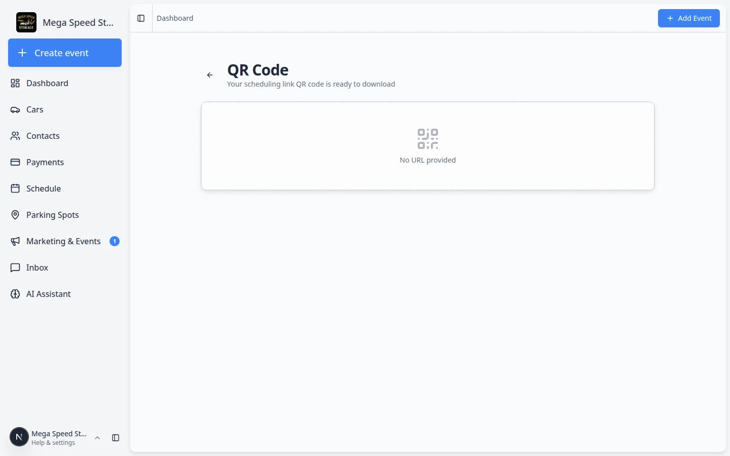 QR code generator page showing a scannable code for the customer login link with a Download button