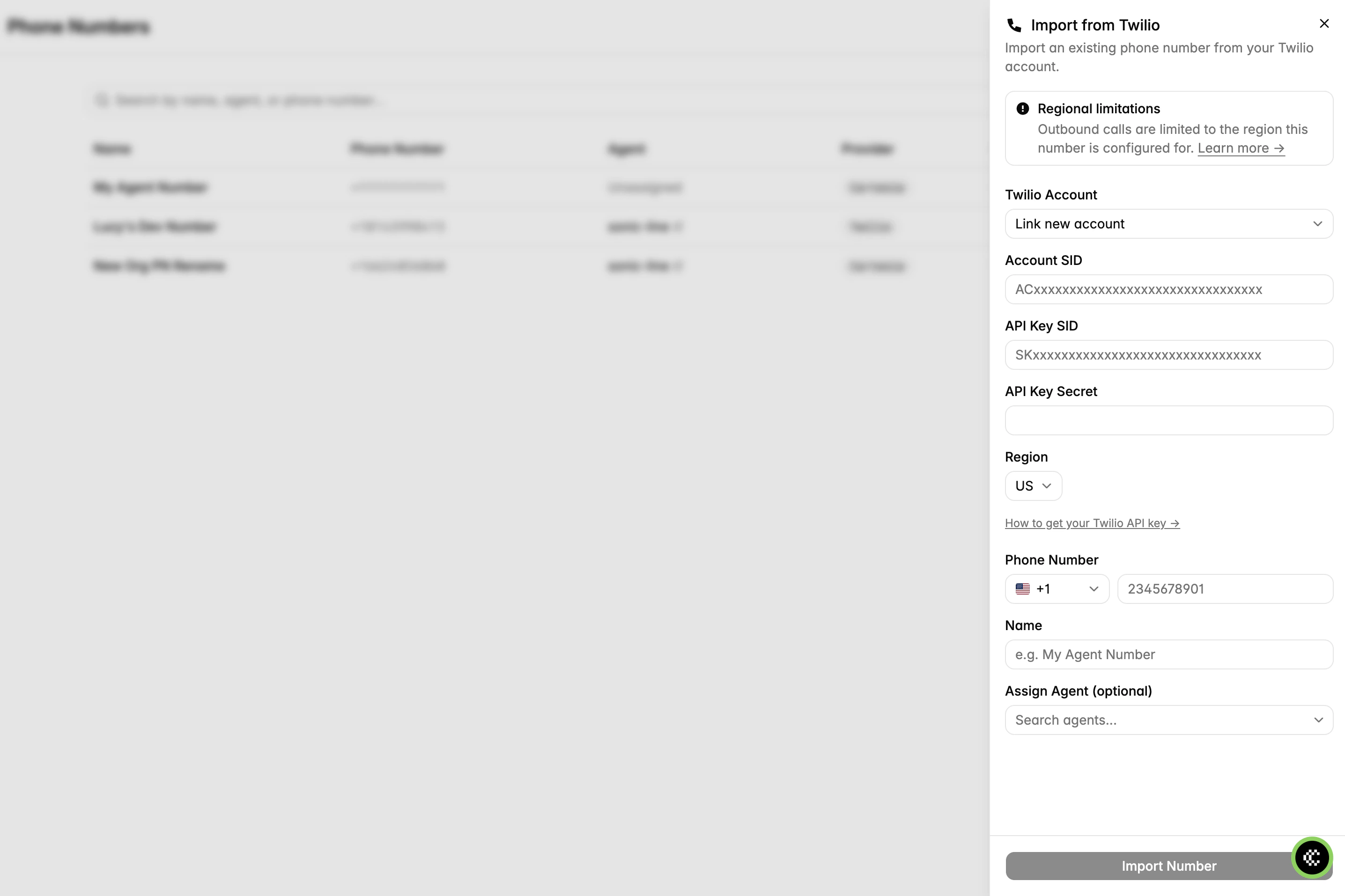 Linking a Twilio account in Playground
