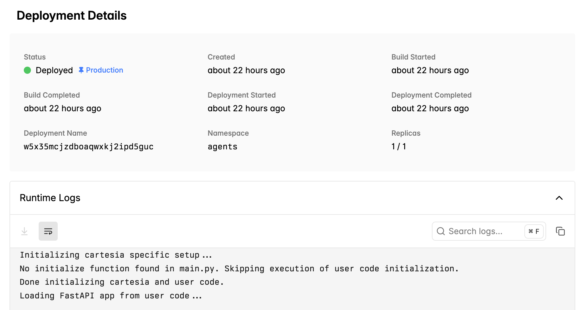 Sample Deployment Logs