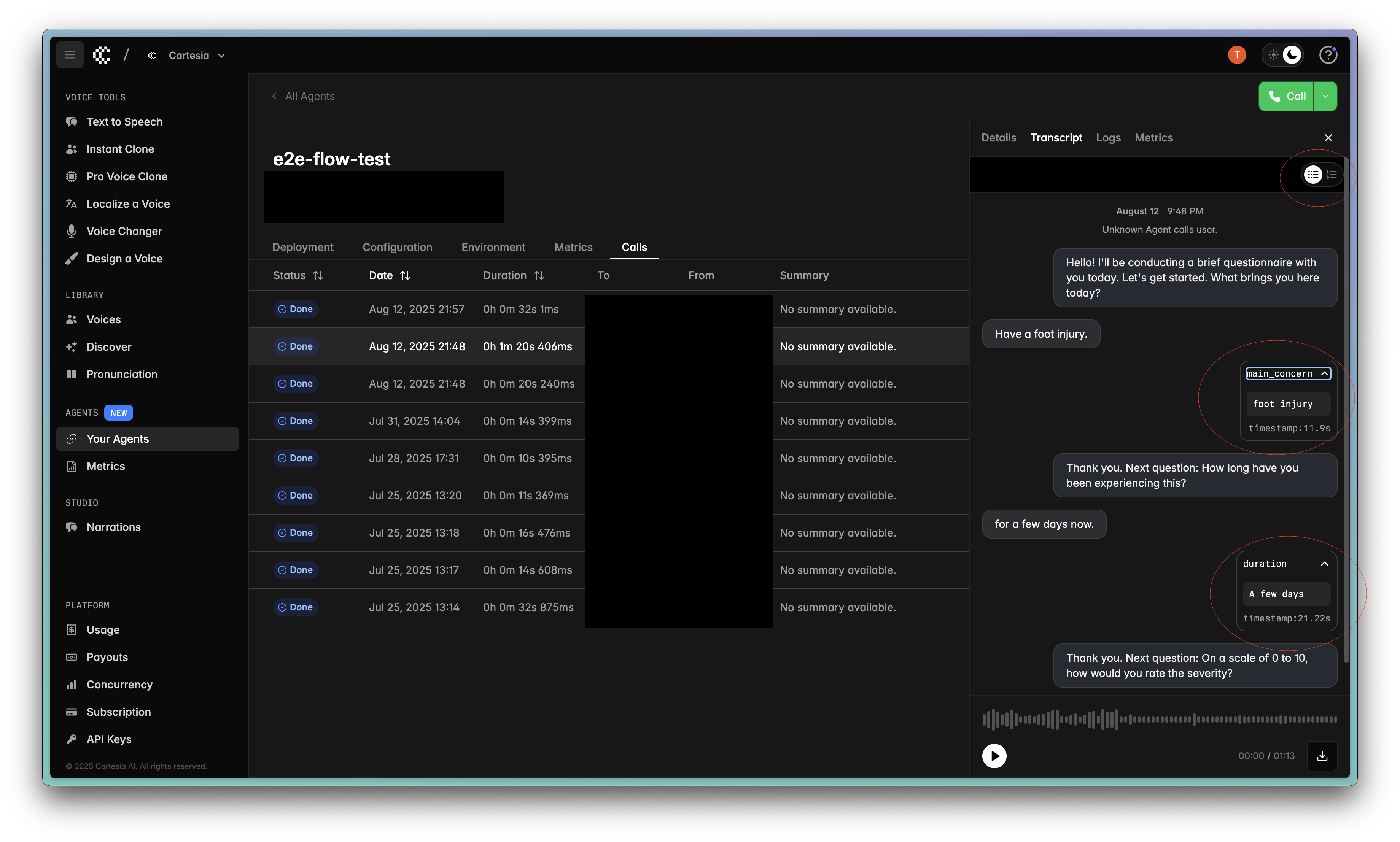 Loggable Metrics in the Playground
