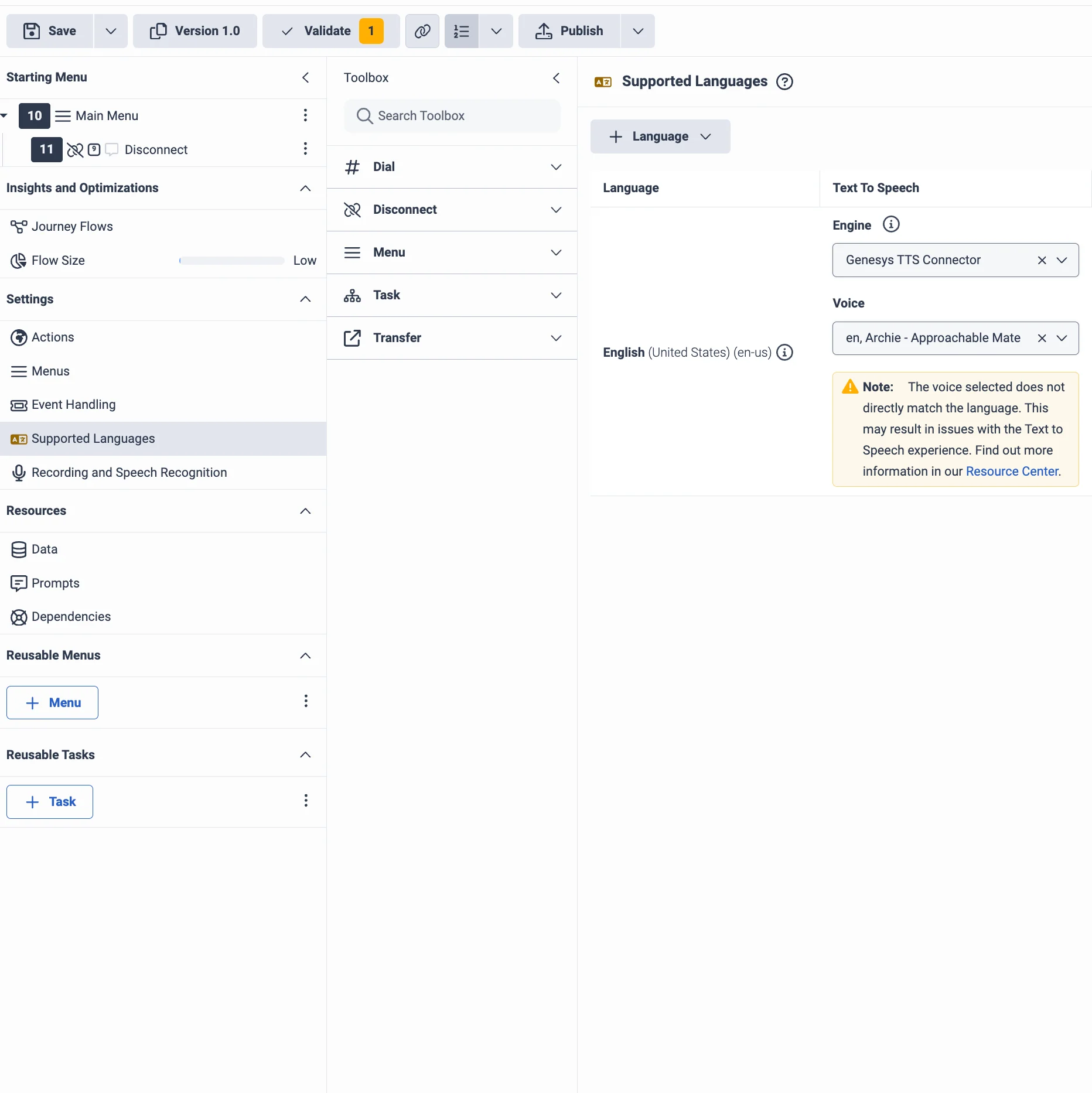 Genesys Architect using Cartesia voices through the Genesys TTS Connector integration