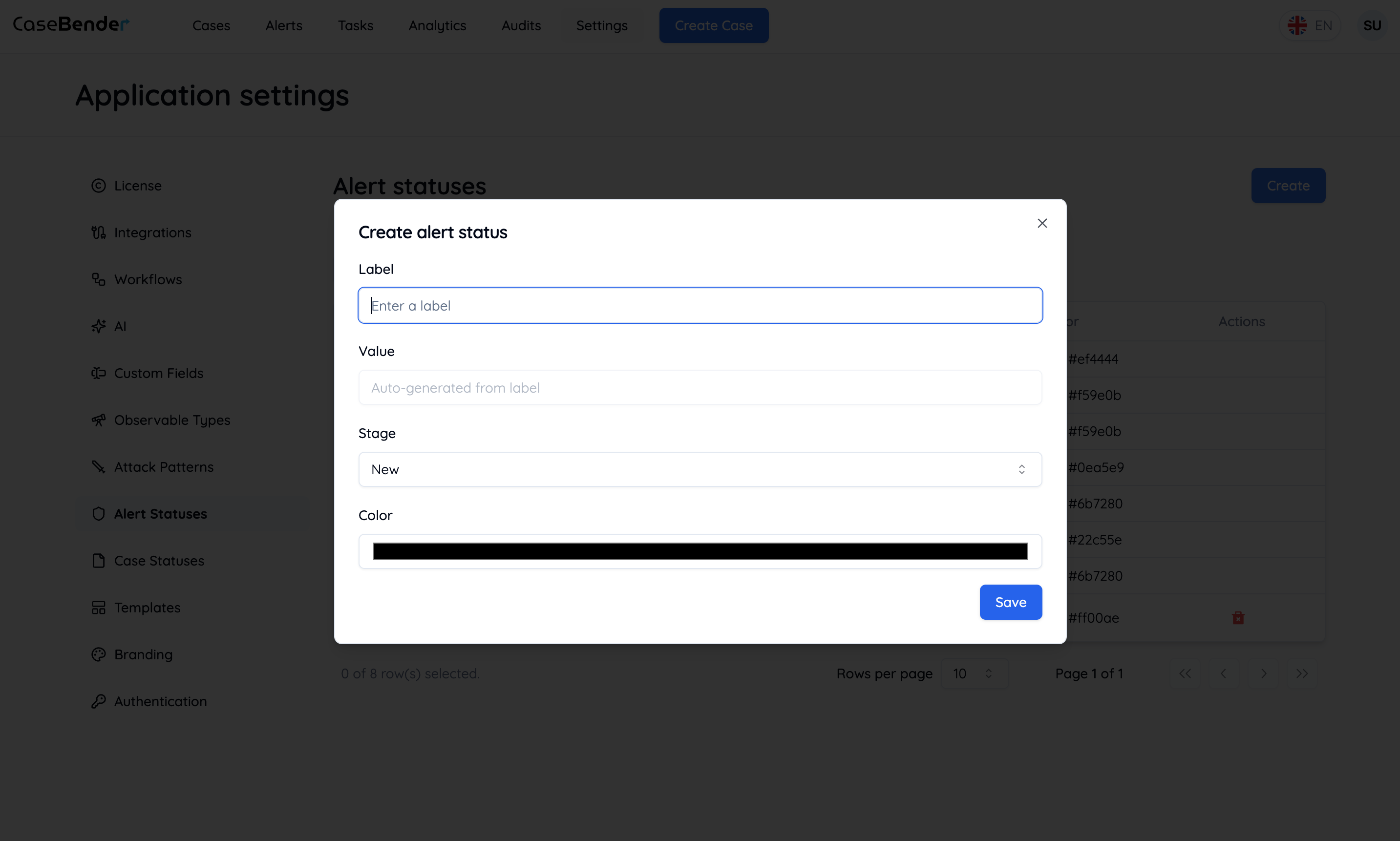 Create Alert Status Form Light