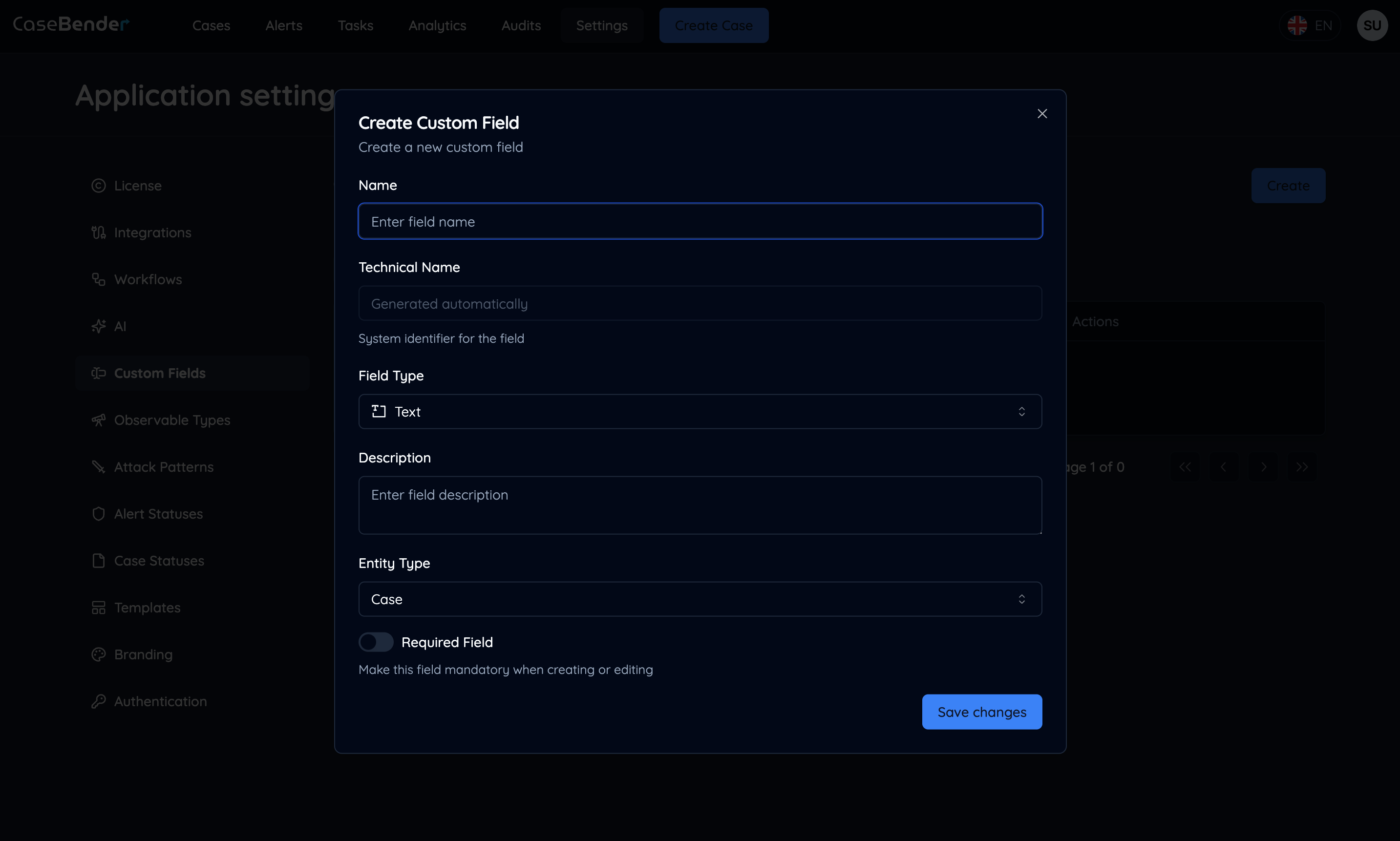 Create Custom Field Form Dark