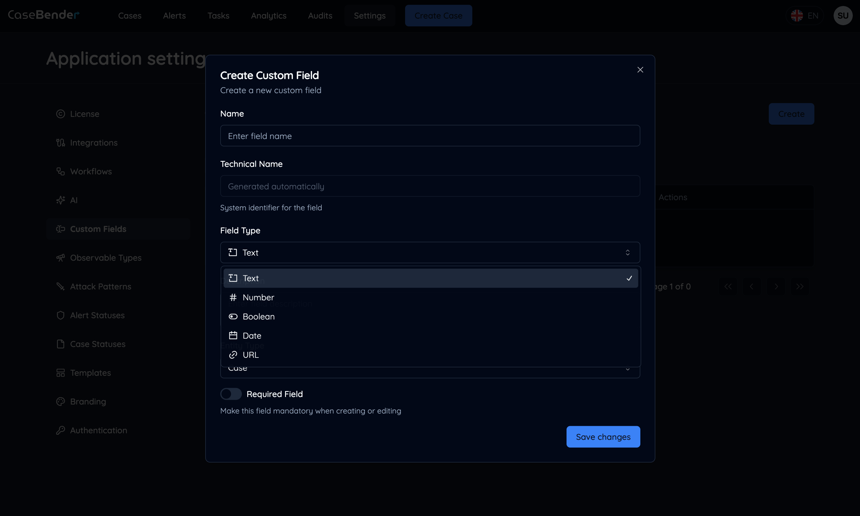 Field Types Selection Dark