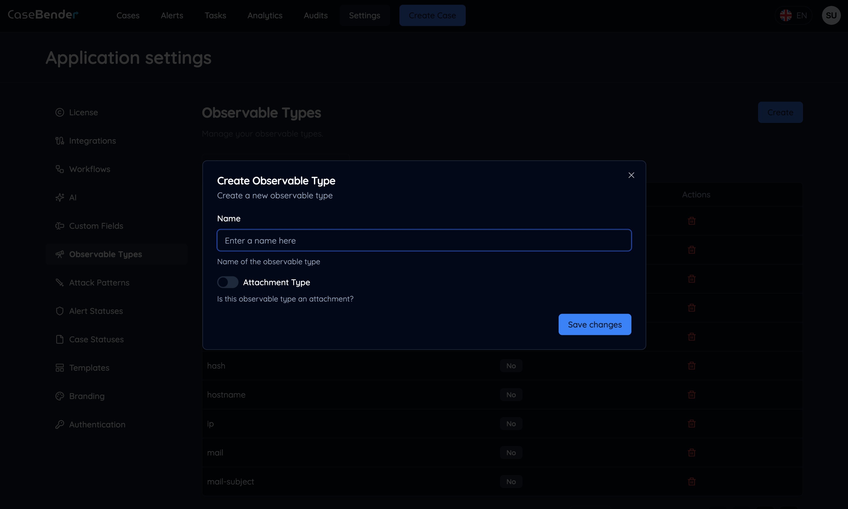 Create Observable Type Form Dark