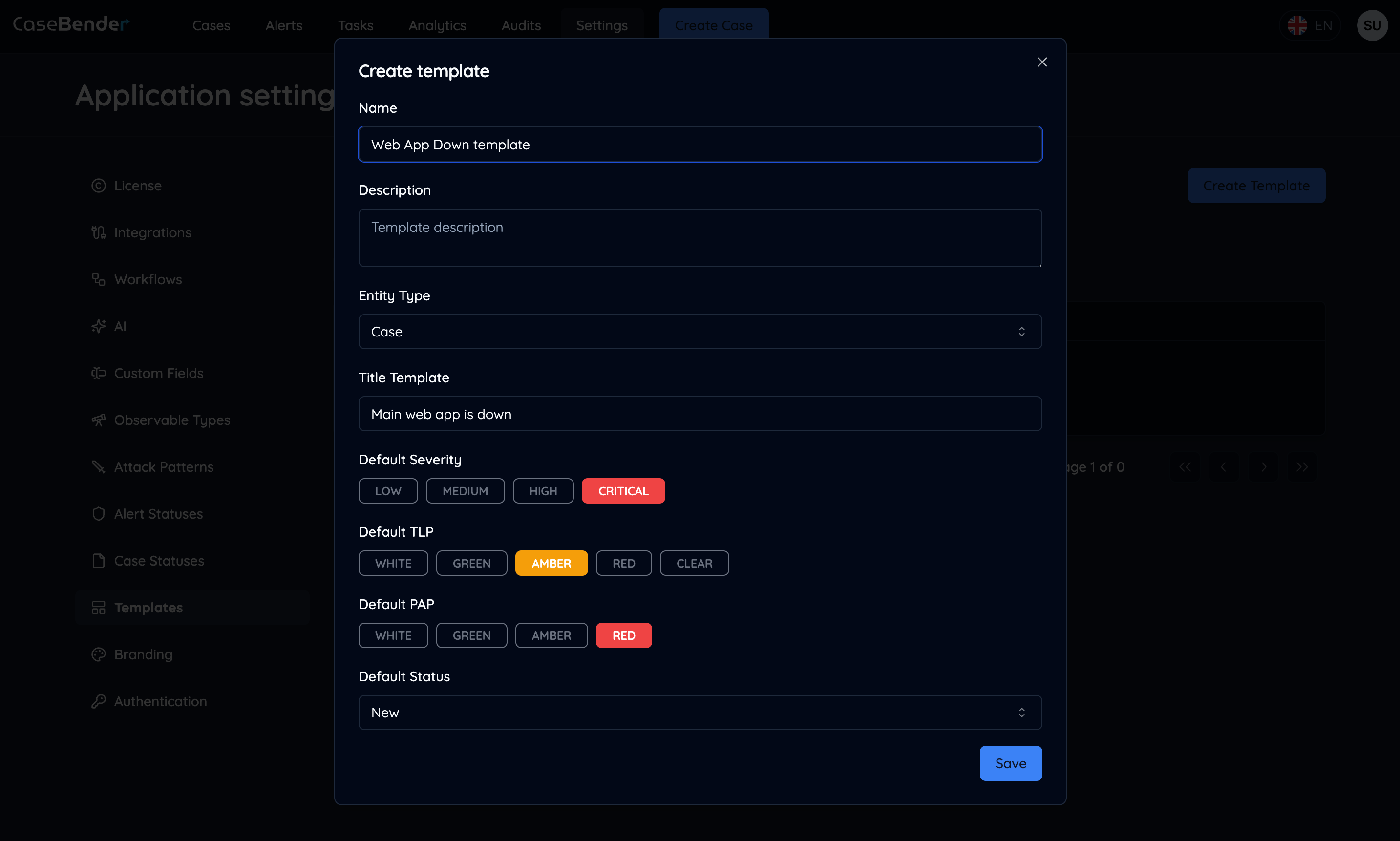 Template Configuration Dark