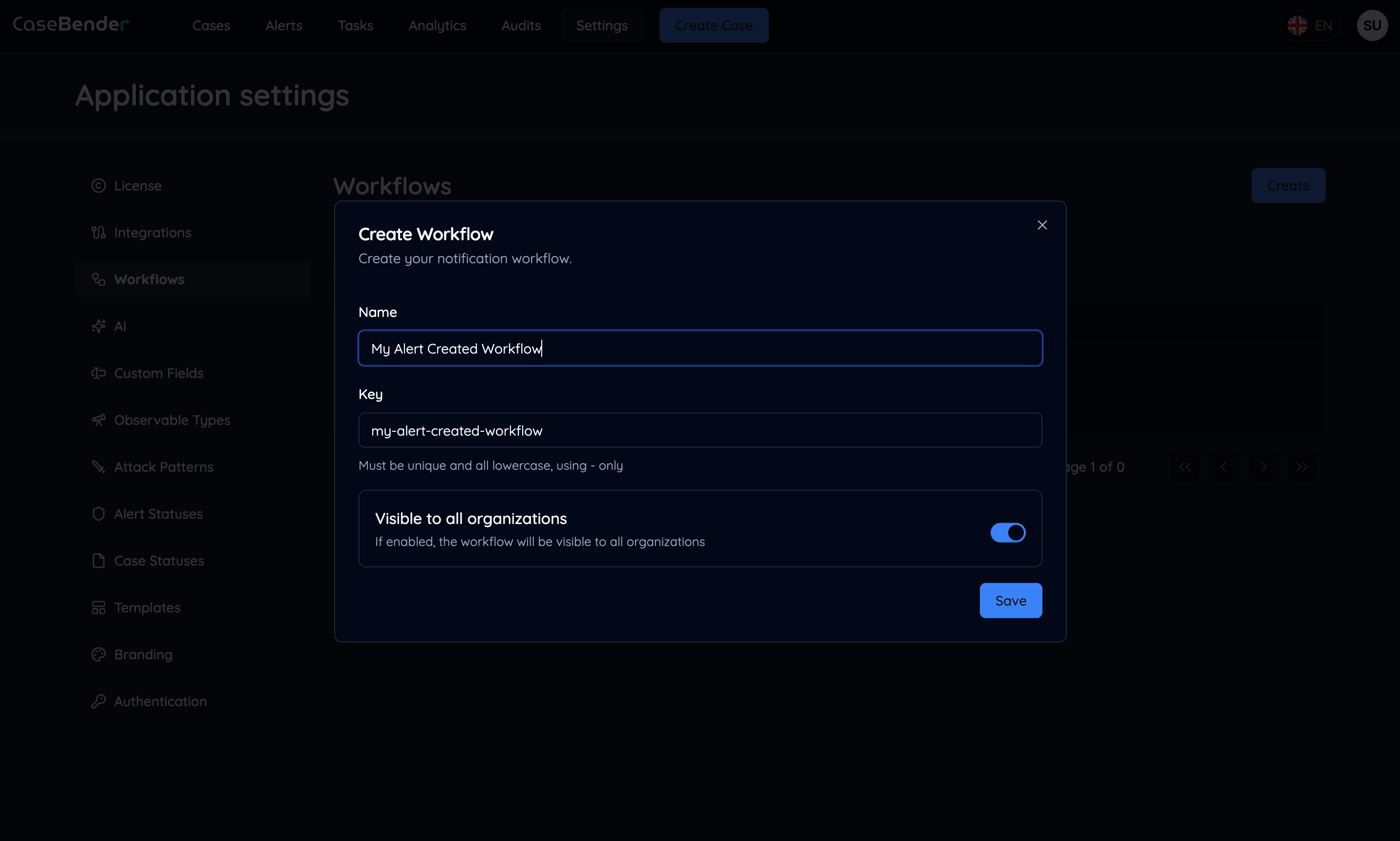 Workflow Details Form Dark