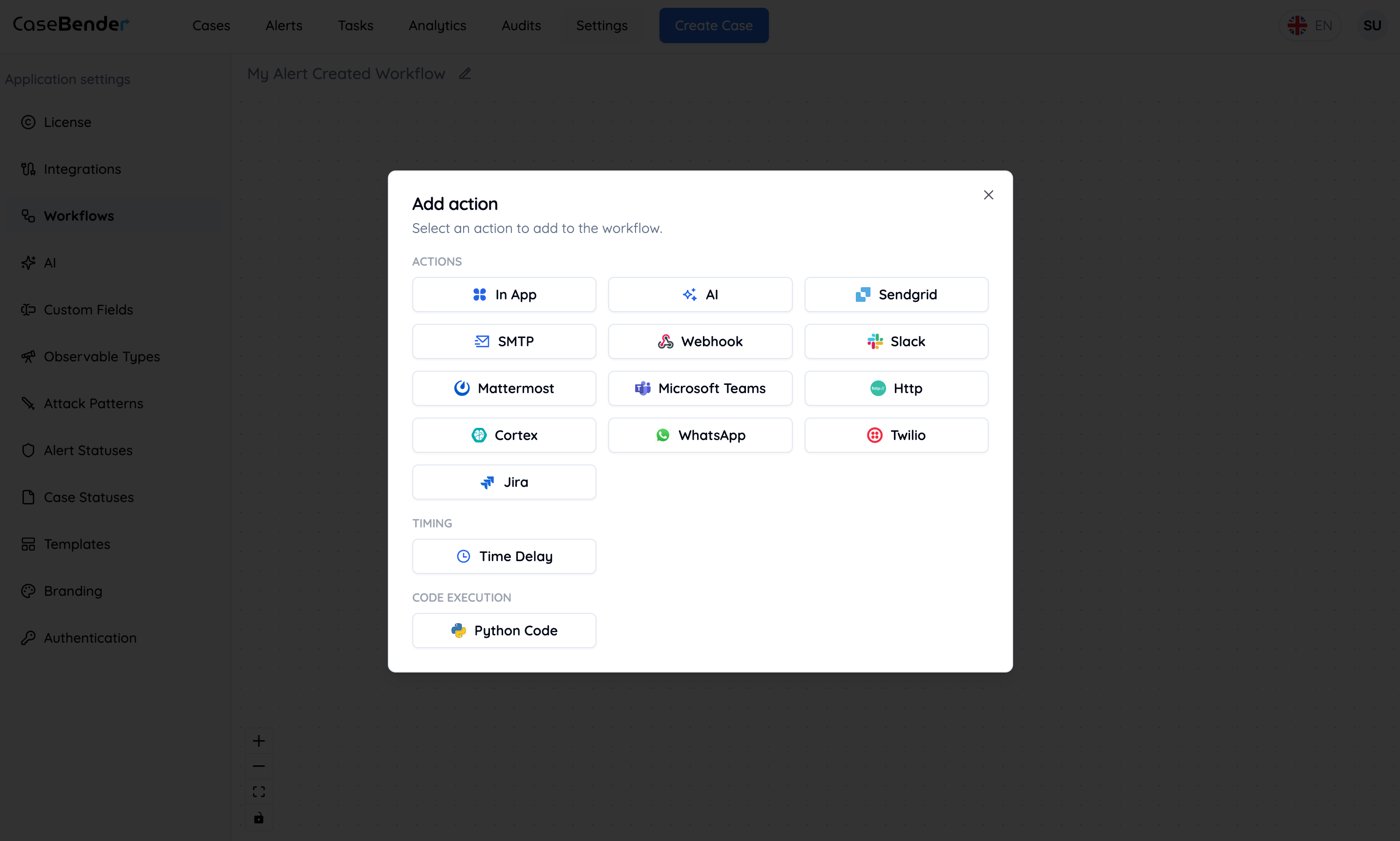 Add Action Modal Light