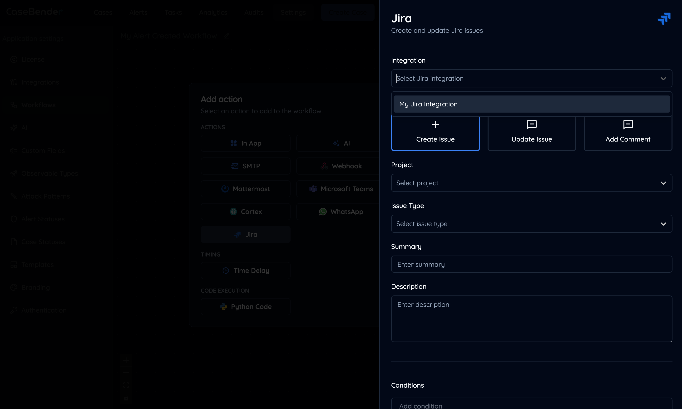 Action Configuration Dark