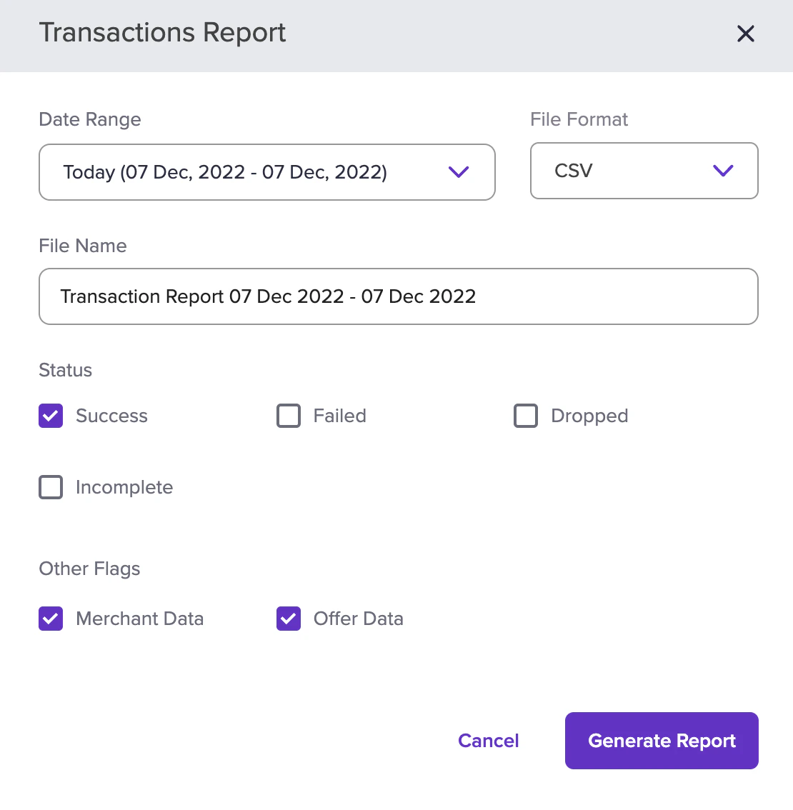 Transaction Report