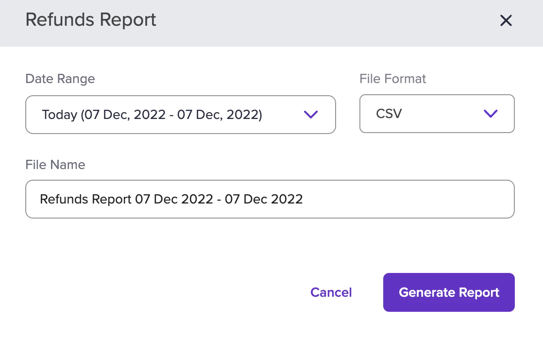 Refunds Report