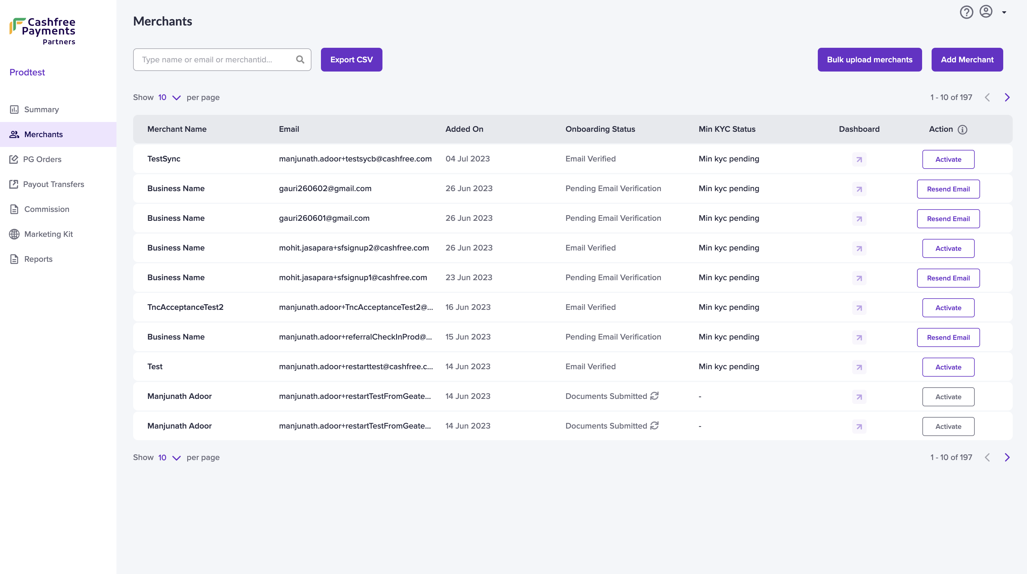 Merchant Homepage