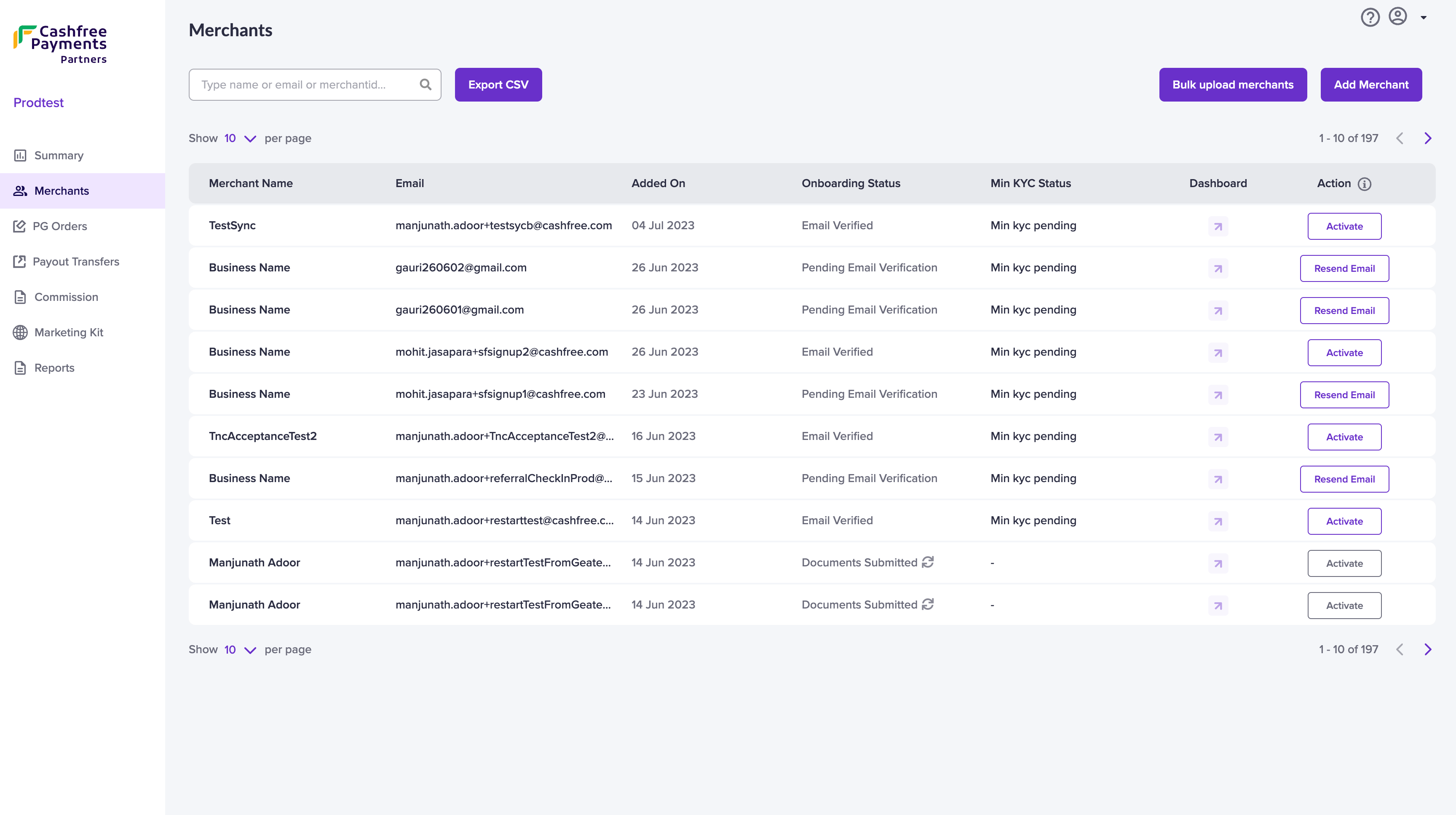 Merchant Homepage