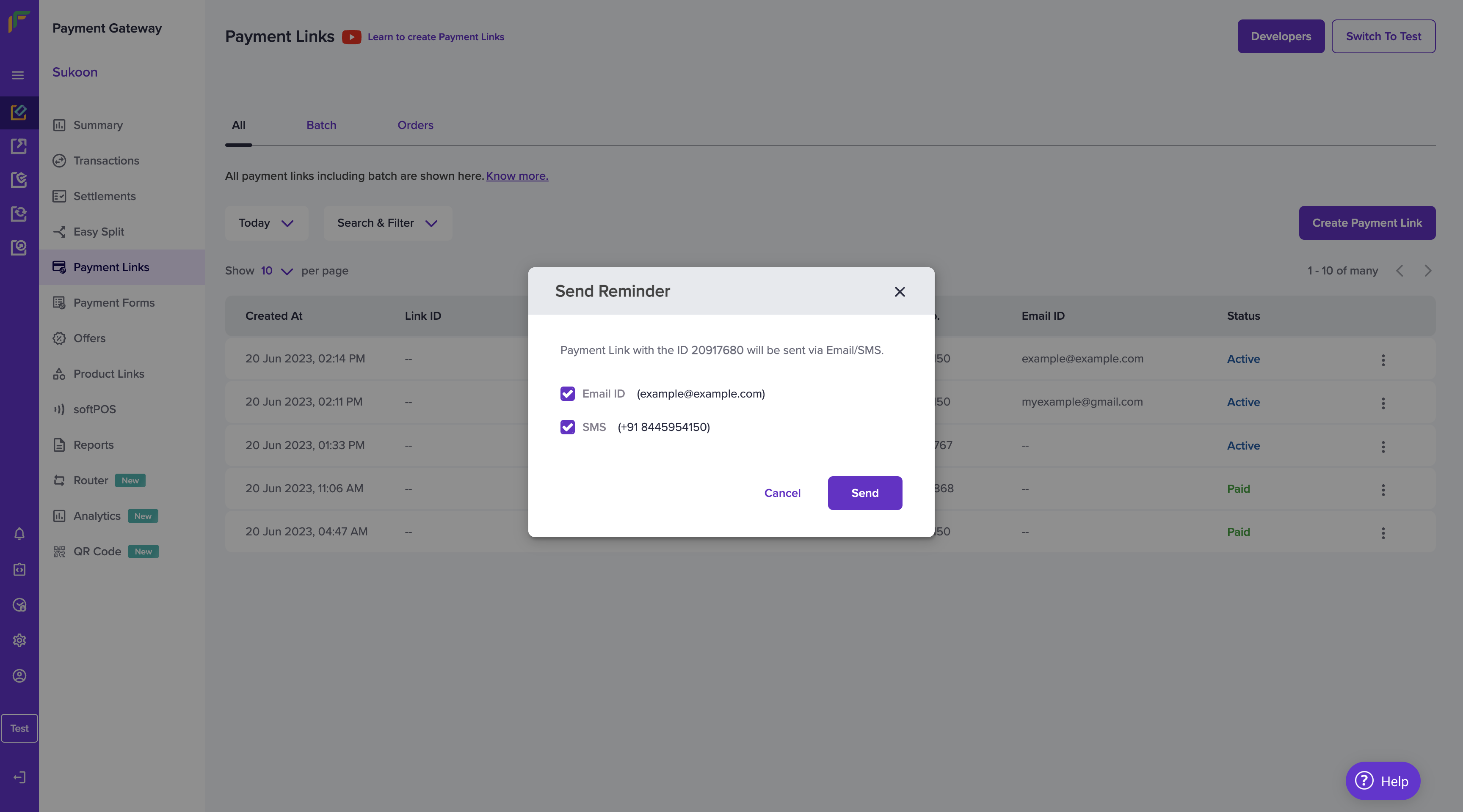 Payment Link Send Reminder - 1
