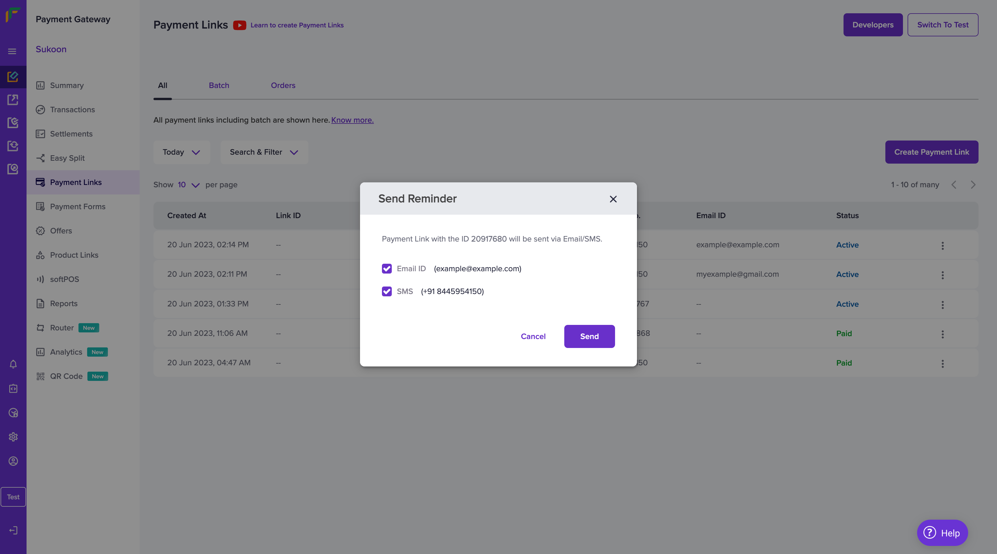 Payment Link Send Reminder - 1