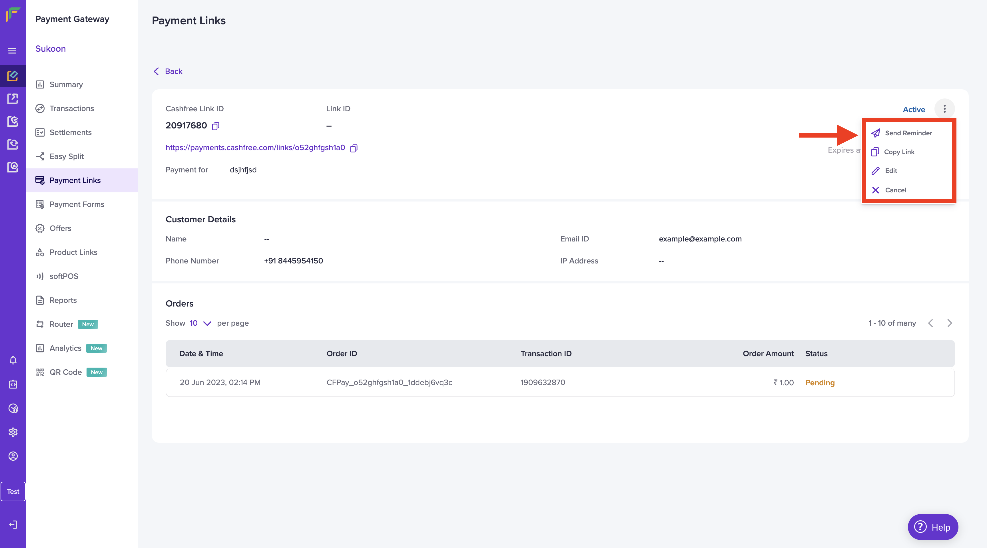 Payment Link Send Reminder - 2