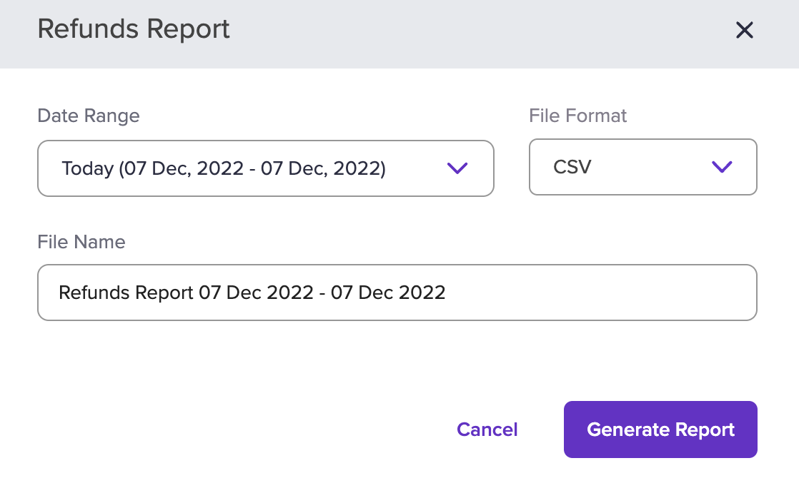 Refunds Report