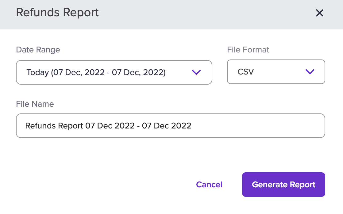 Refunds Report