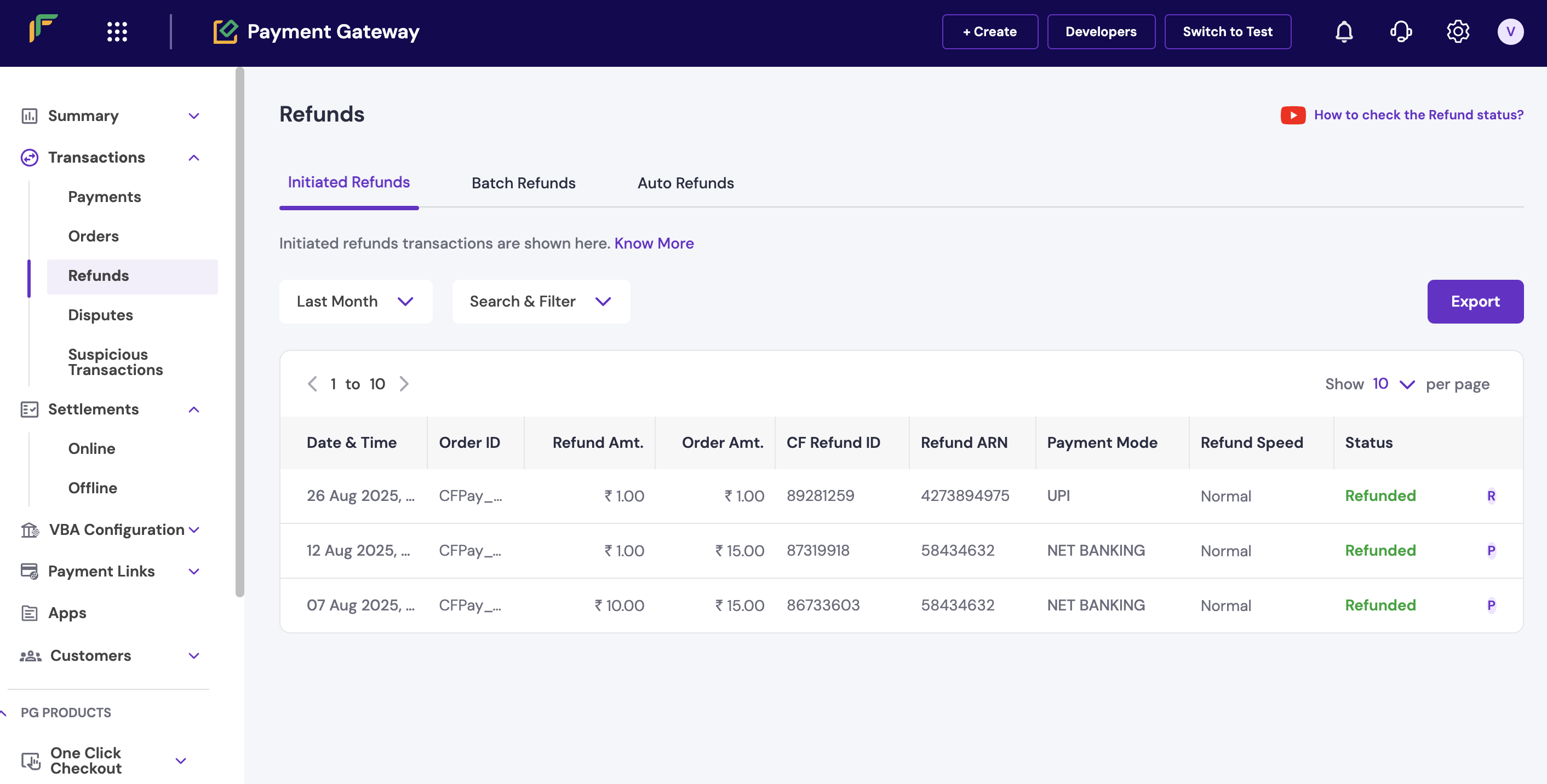 Refunds Quick Guide | Cashfree Payments