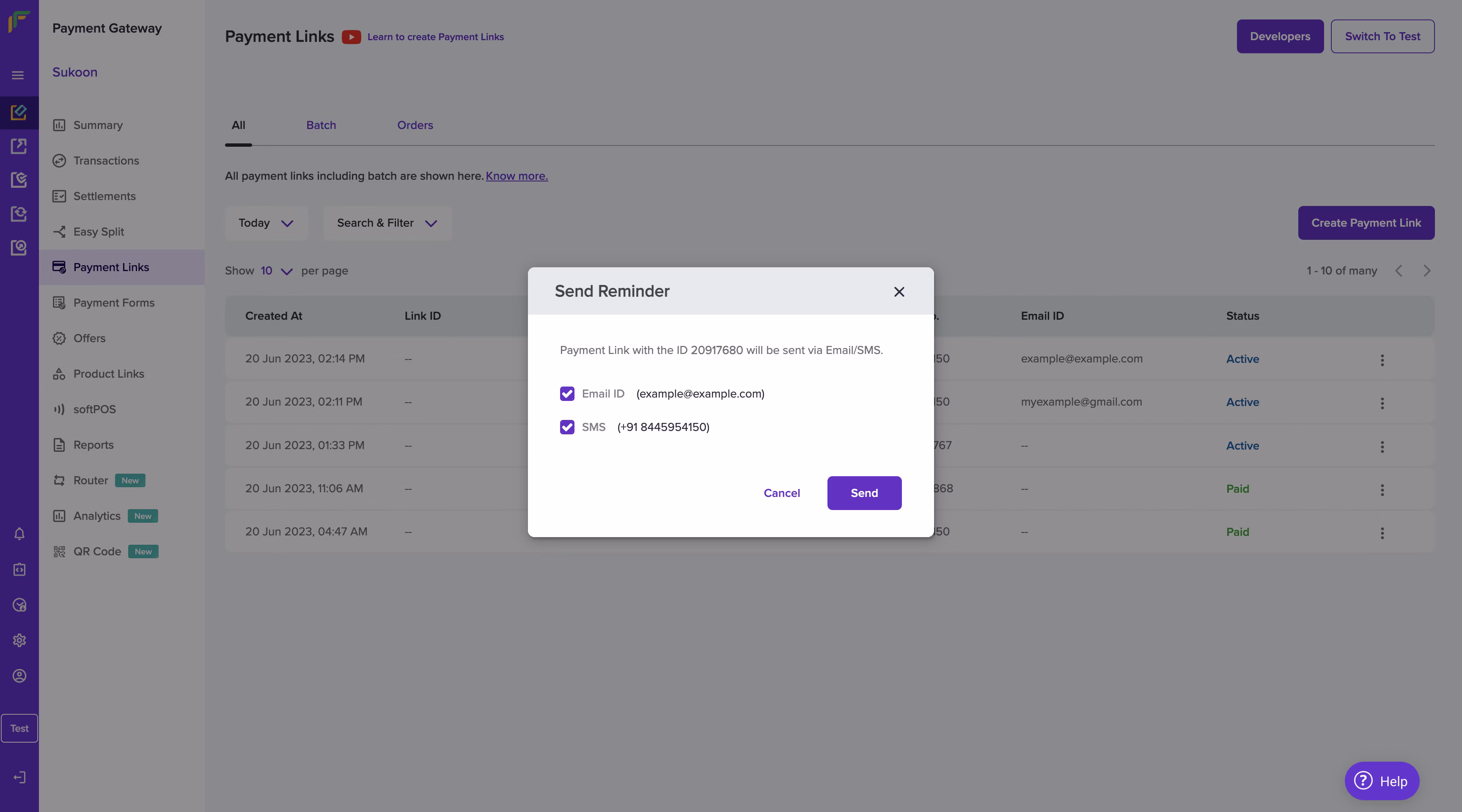 Payment Link Send Reminder - 1