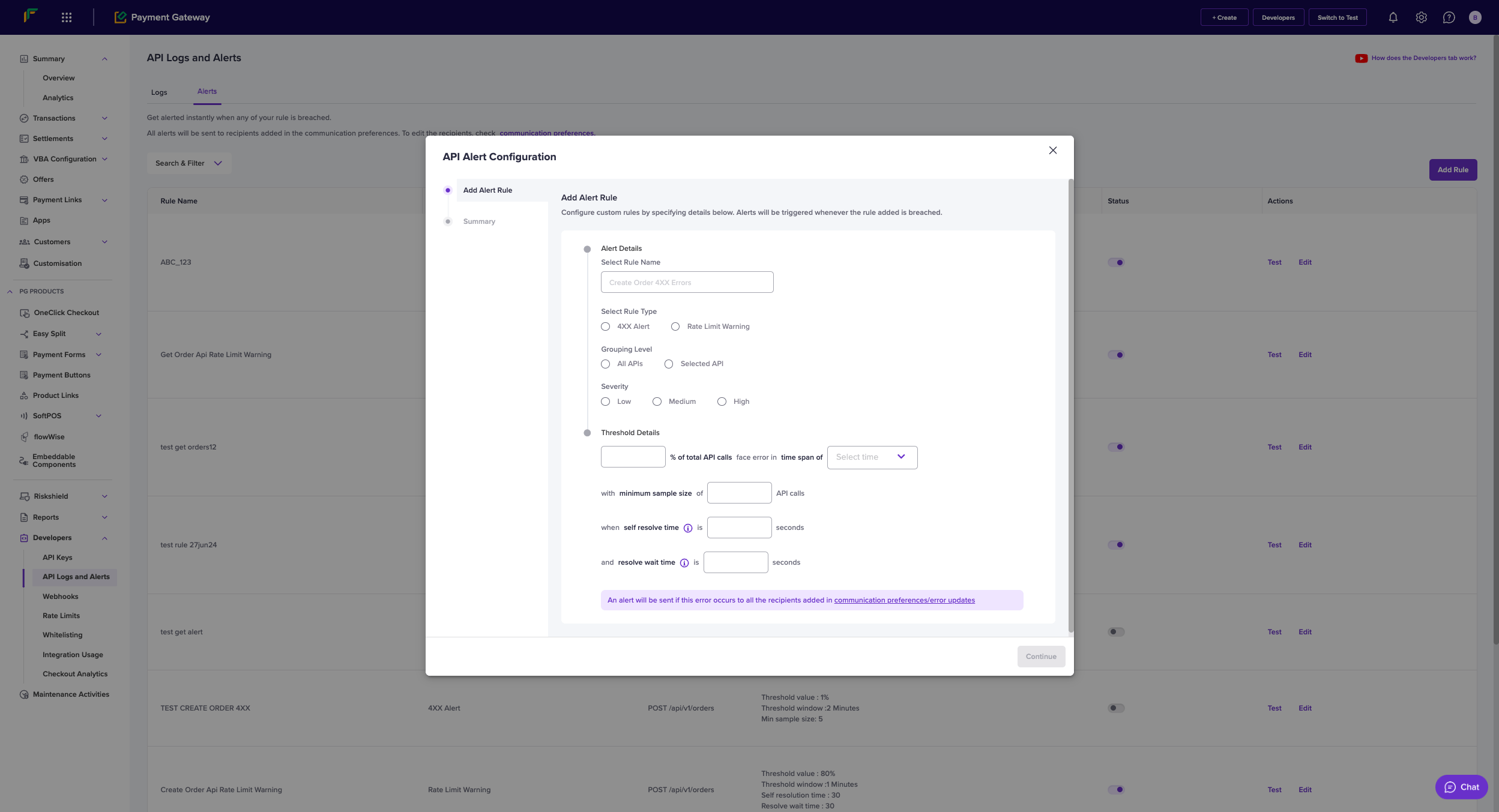 API Logs and Alerts | Cashfree Payments